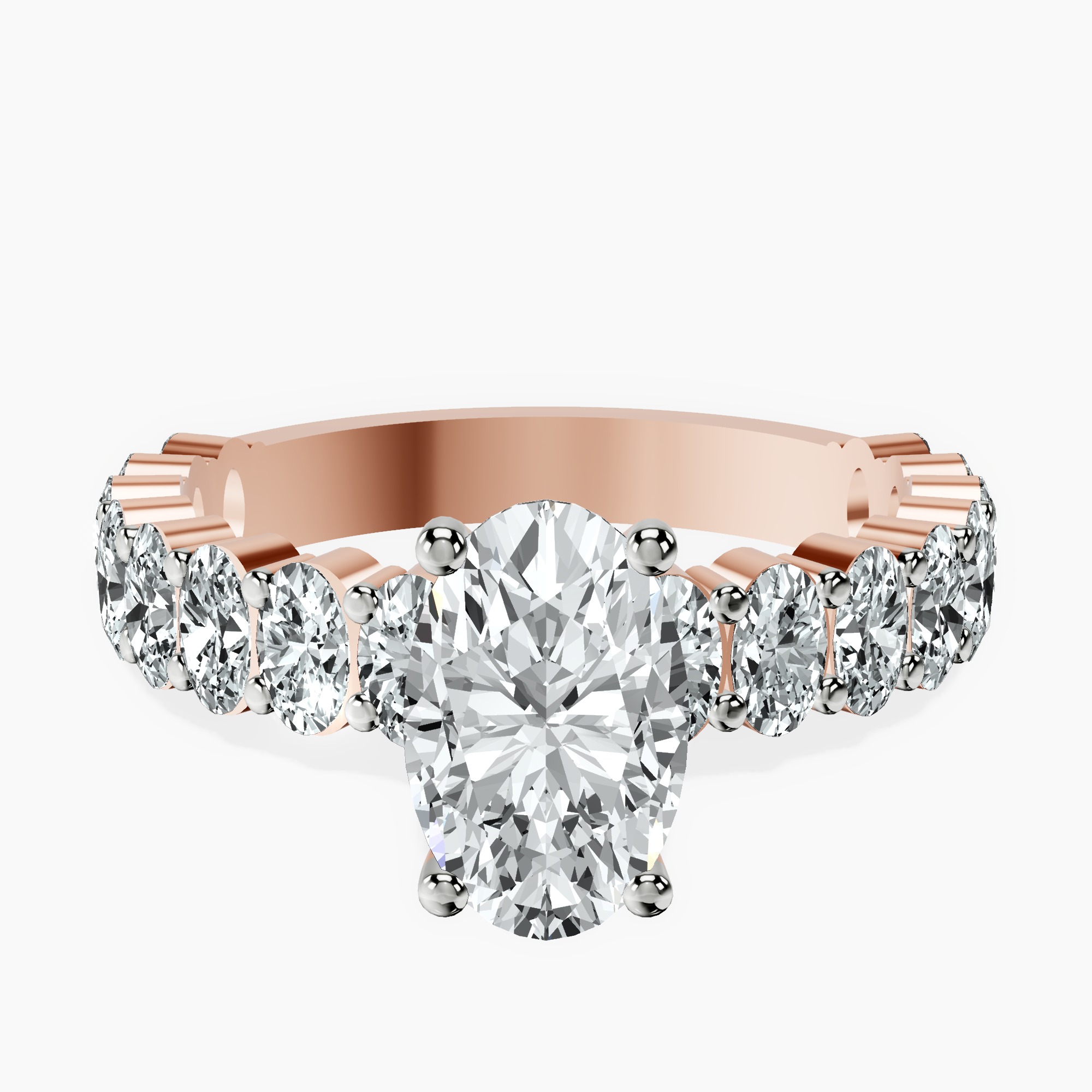 1.37 ct. oval Lillian Side Oval Ring in 10kt rose gold rtr top