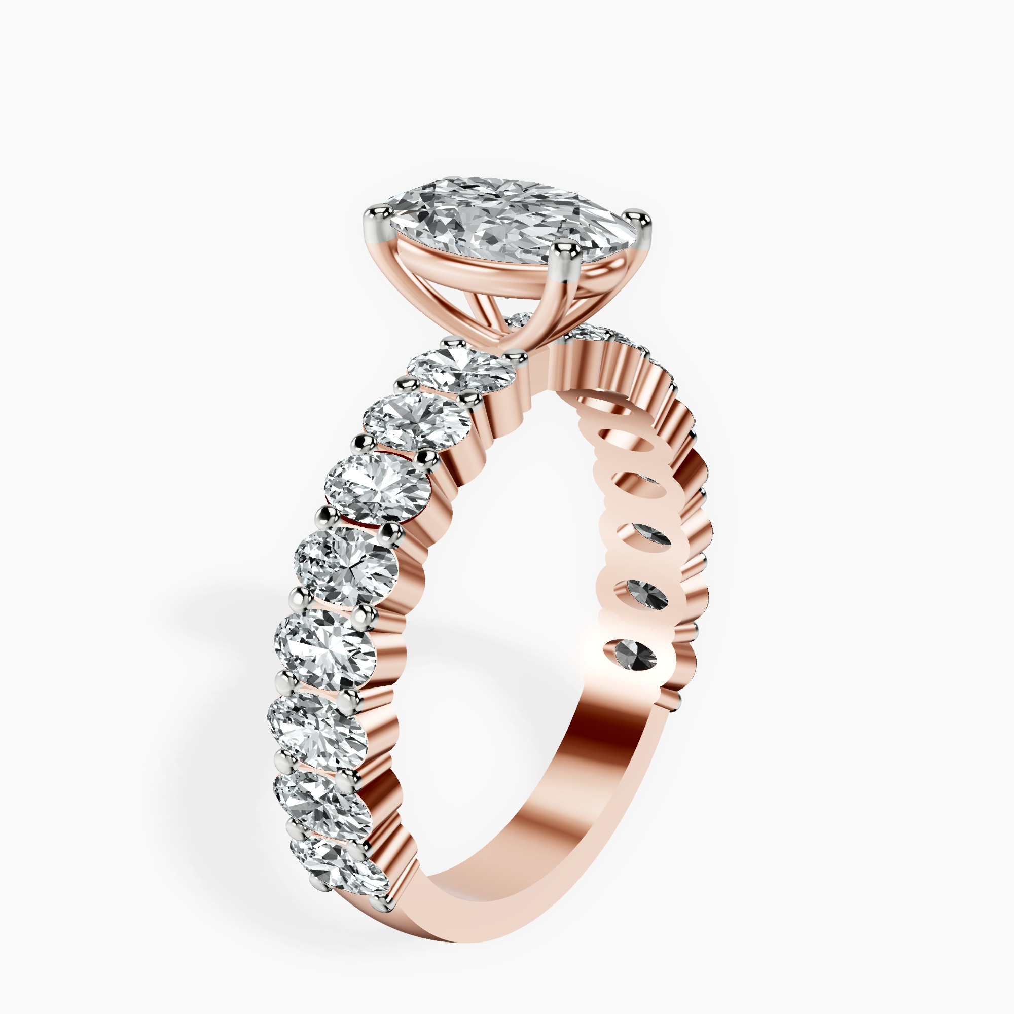1.37 ct. oval Lillian Side Oval Ring in 10kt rose gold standing product image one