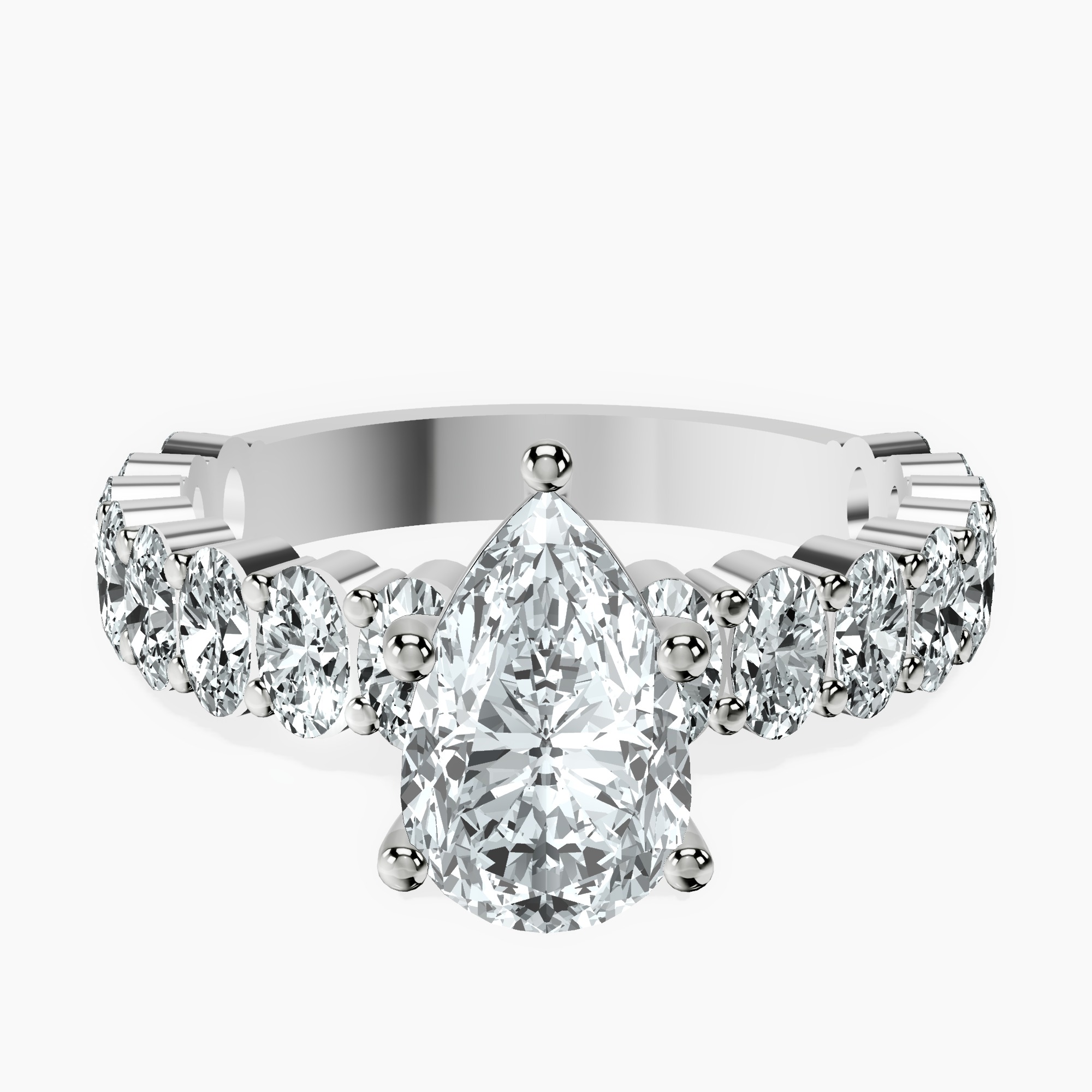 1.45 ct. pear Lillian Side Oval Ring in 14kt white gold rtr top