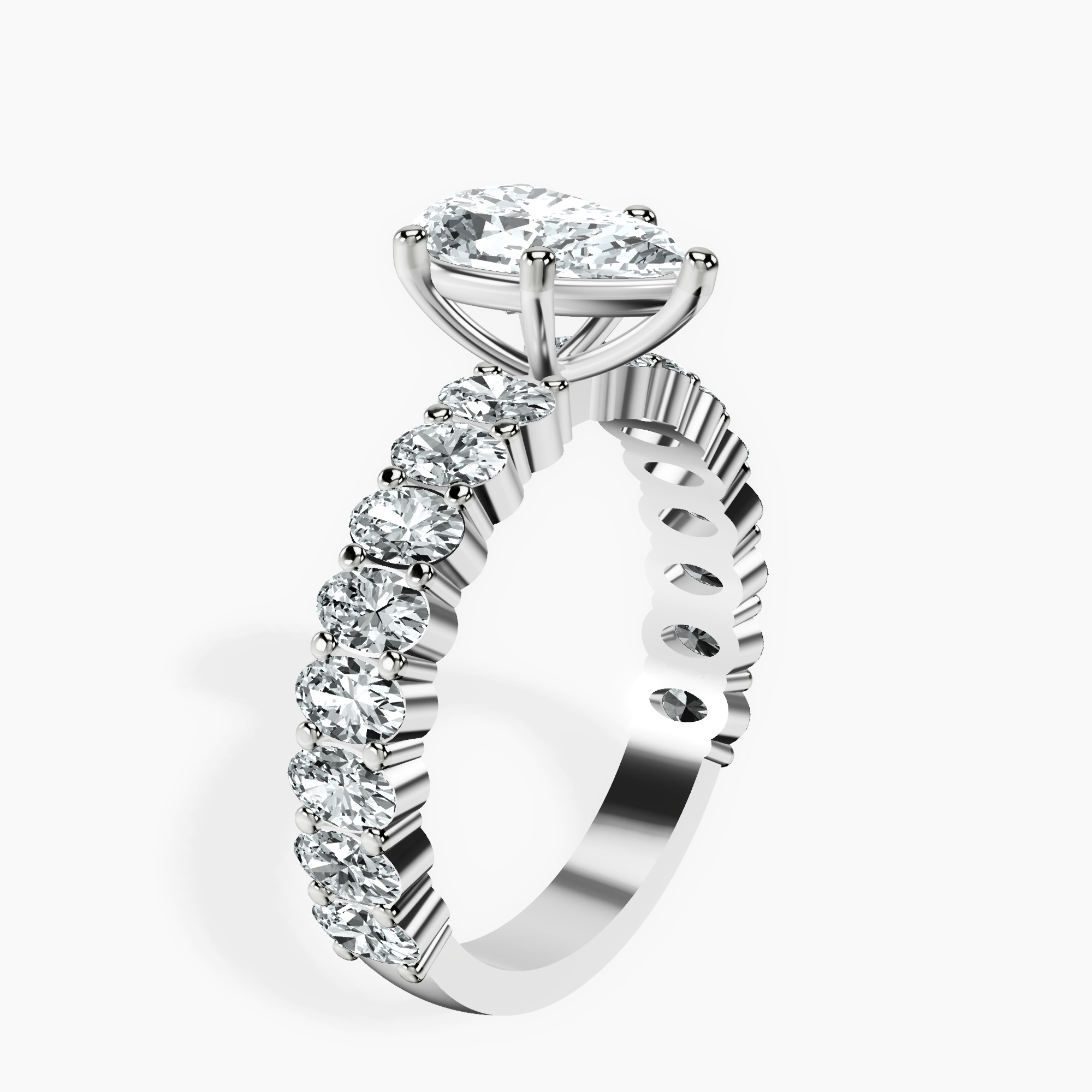 1.45 ct. pear Lillian Side Oval Ring in 14kt white gold standing product image one