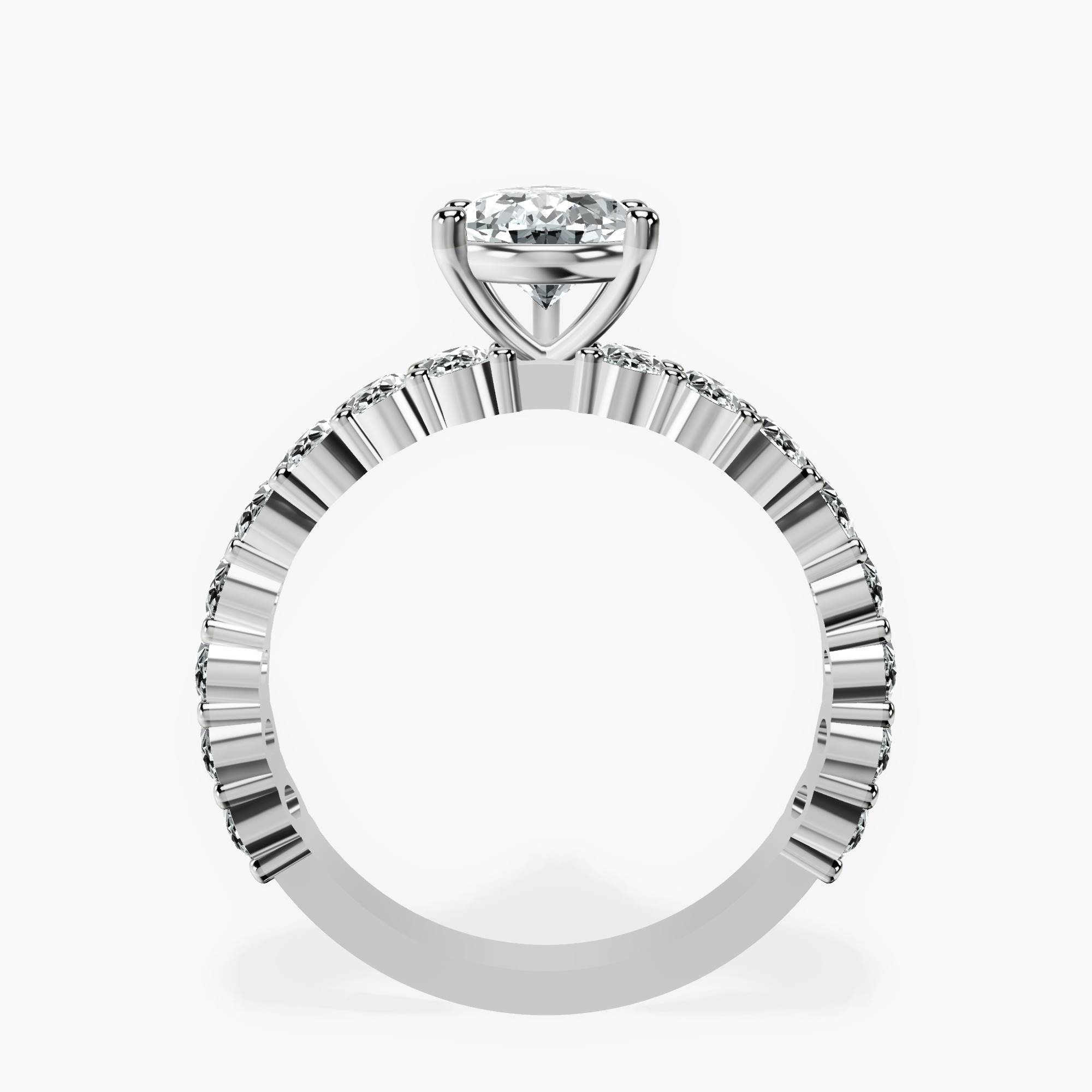 1.45 ct. pear Lillian Side Oval Ring in 14kt white gold side right image one
