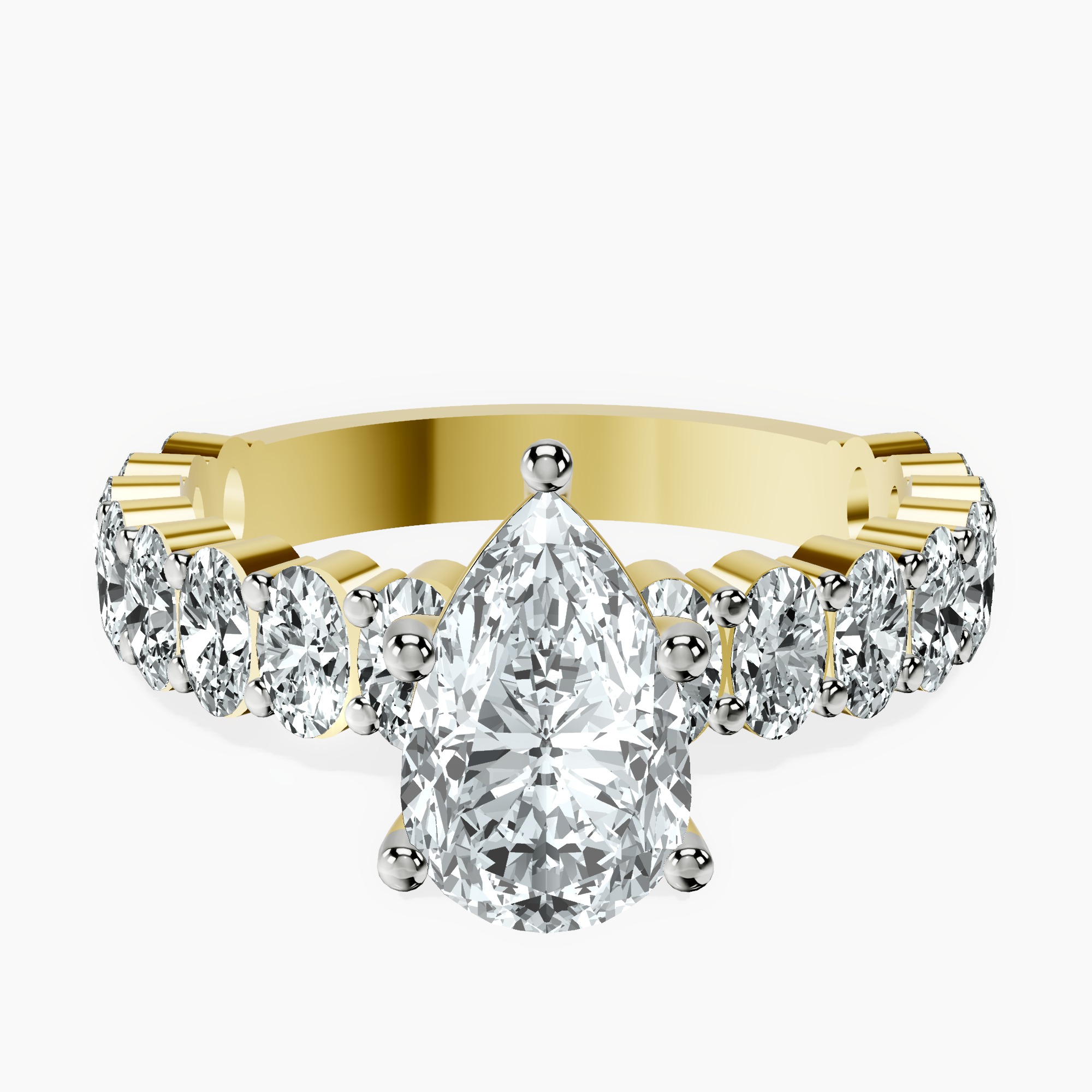 1.45 ct. pear Lillian Side Oval Ring in 14kt yellow gold rtr top