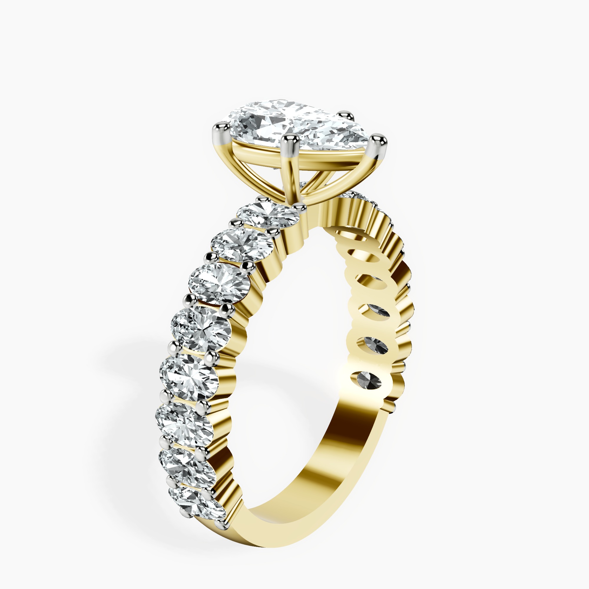 1.45 ct. pear Lillian Side Oval Ring in 14kt yellow gold standing product image one