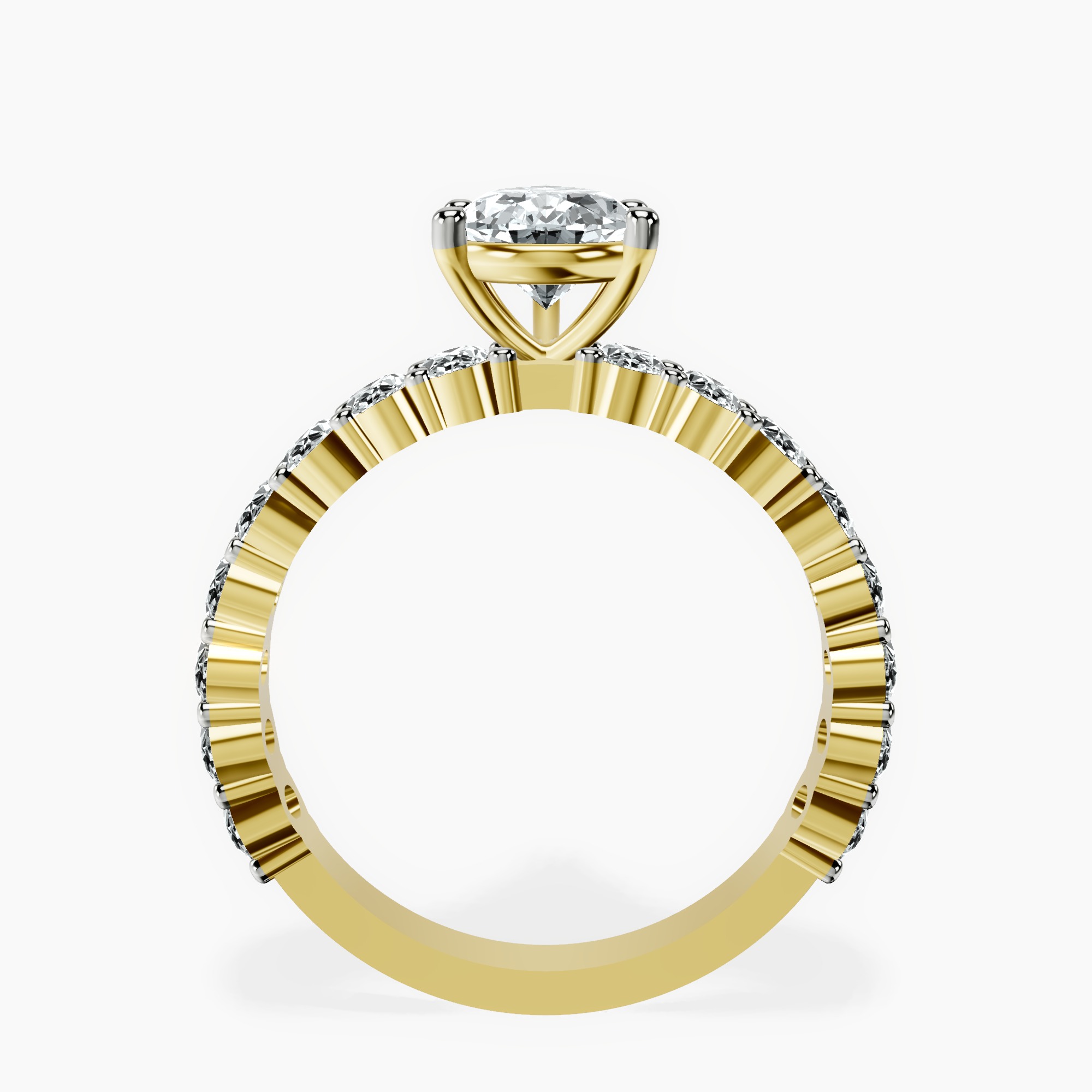 1.45 ct. pear Lillian Side Oval Ring in 14kt yellow gold side right image one