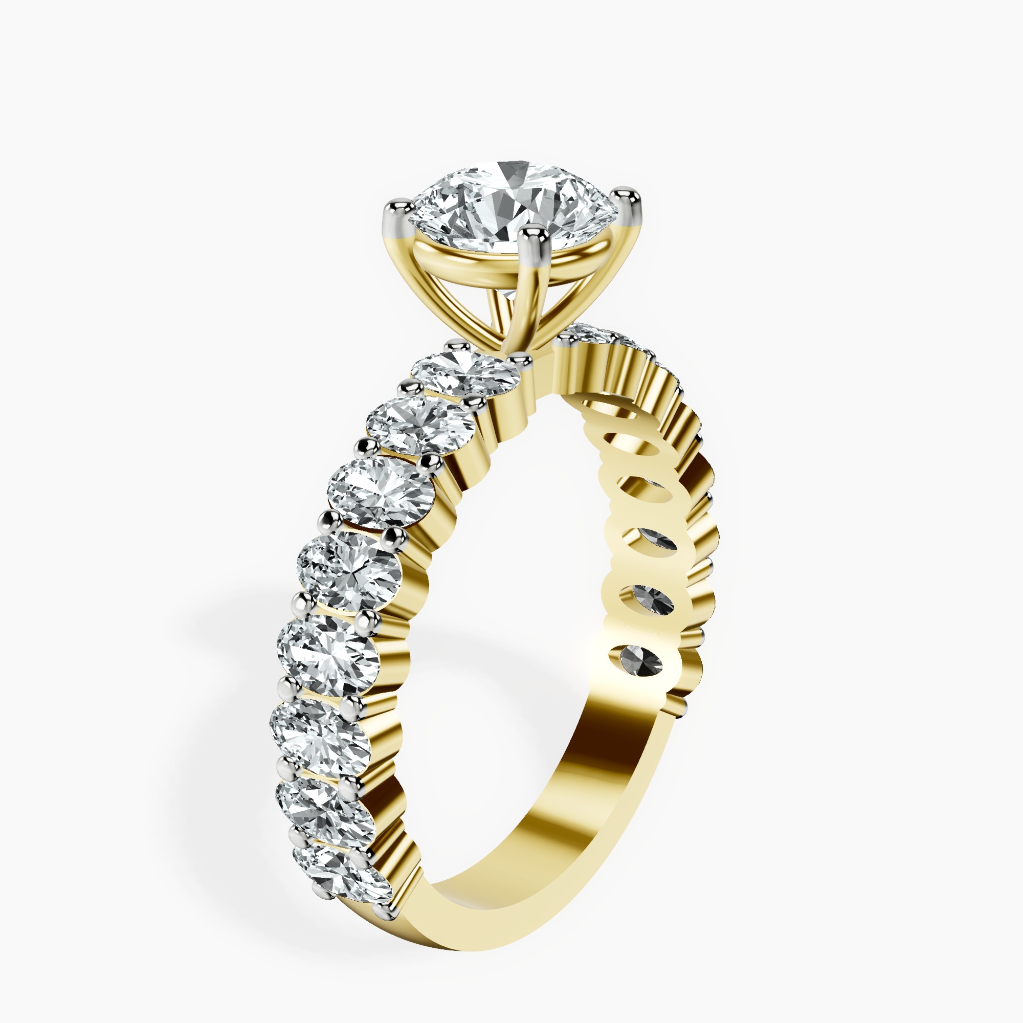 1.39 ct. round Lillian Side Oval Ring in 10kt yellow gold standing product image one