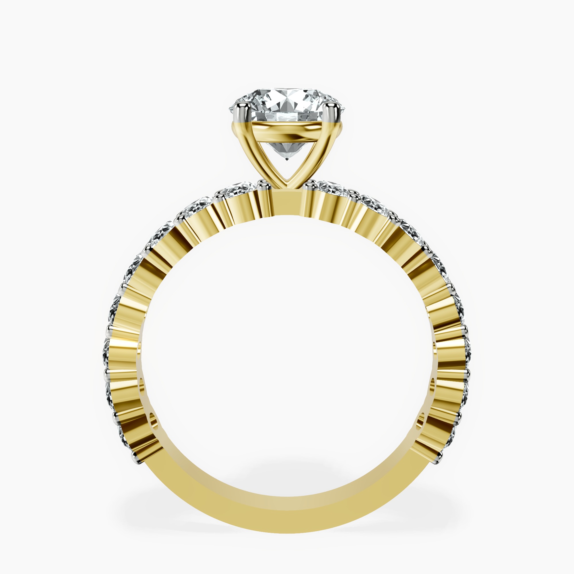 1.39 ct. round Lillian Side Oval Ring in 10kt yellow gold side right image one