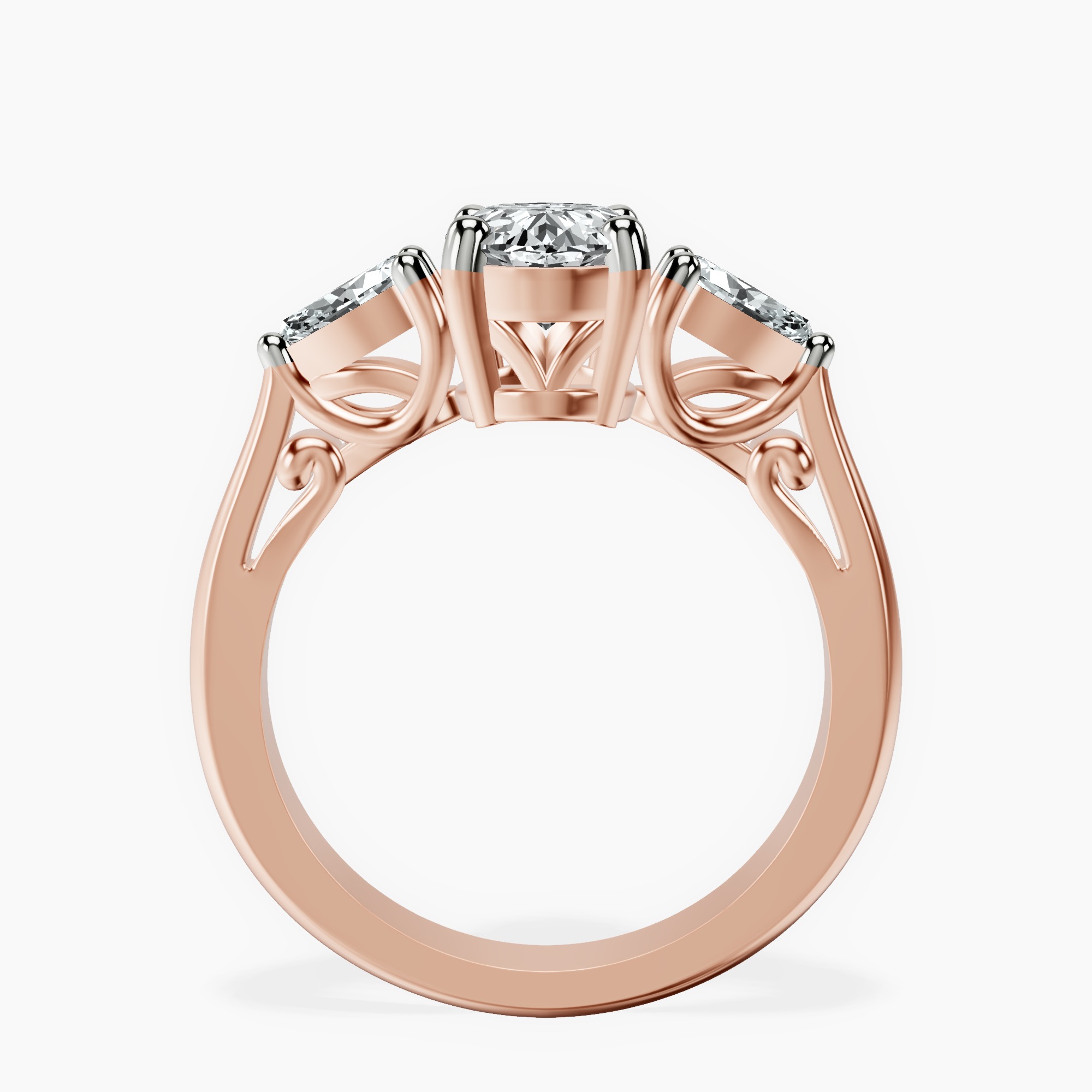 2.44 ct. oval Leona Side Pear Ring in 18kt rose gold side right image one