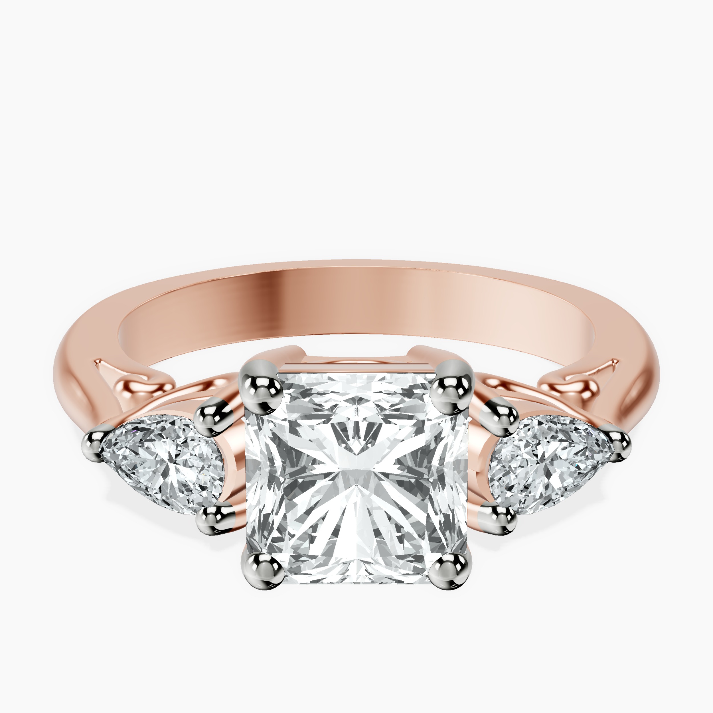 2.94 ct. radiant Leona Side Pear Ring in 18kt rose gold rtr top