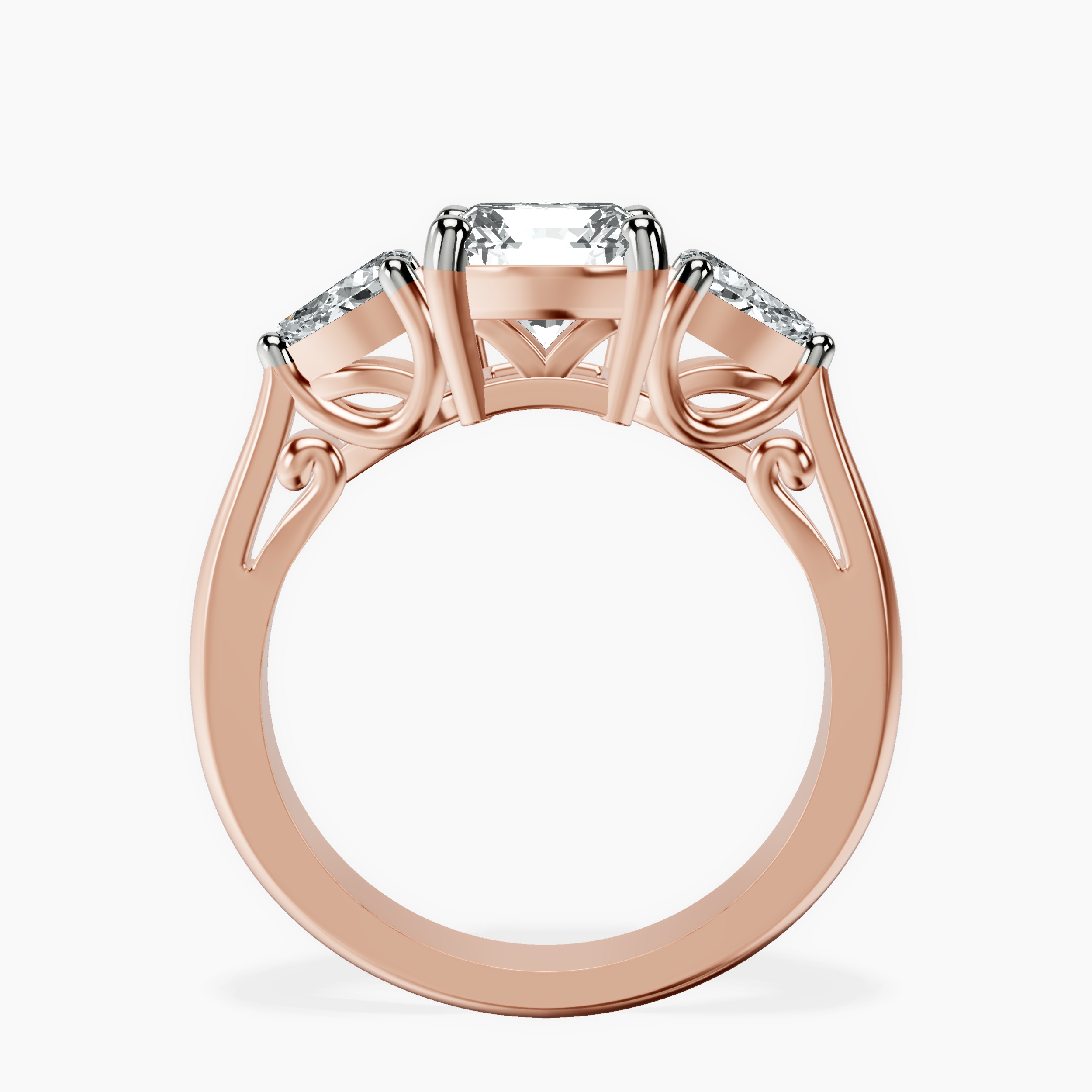 2.94 ct. radiant Leona Side Pear Ring in 18kt rose gold side right image one