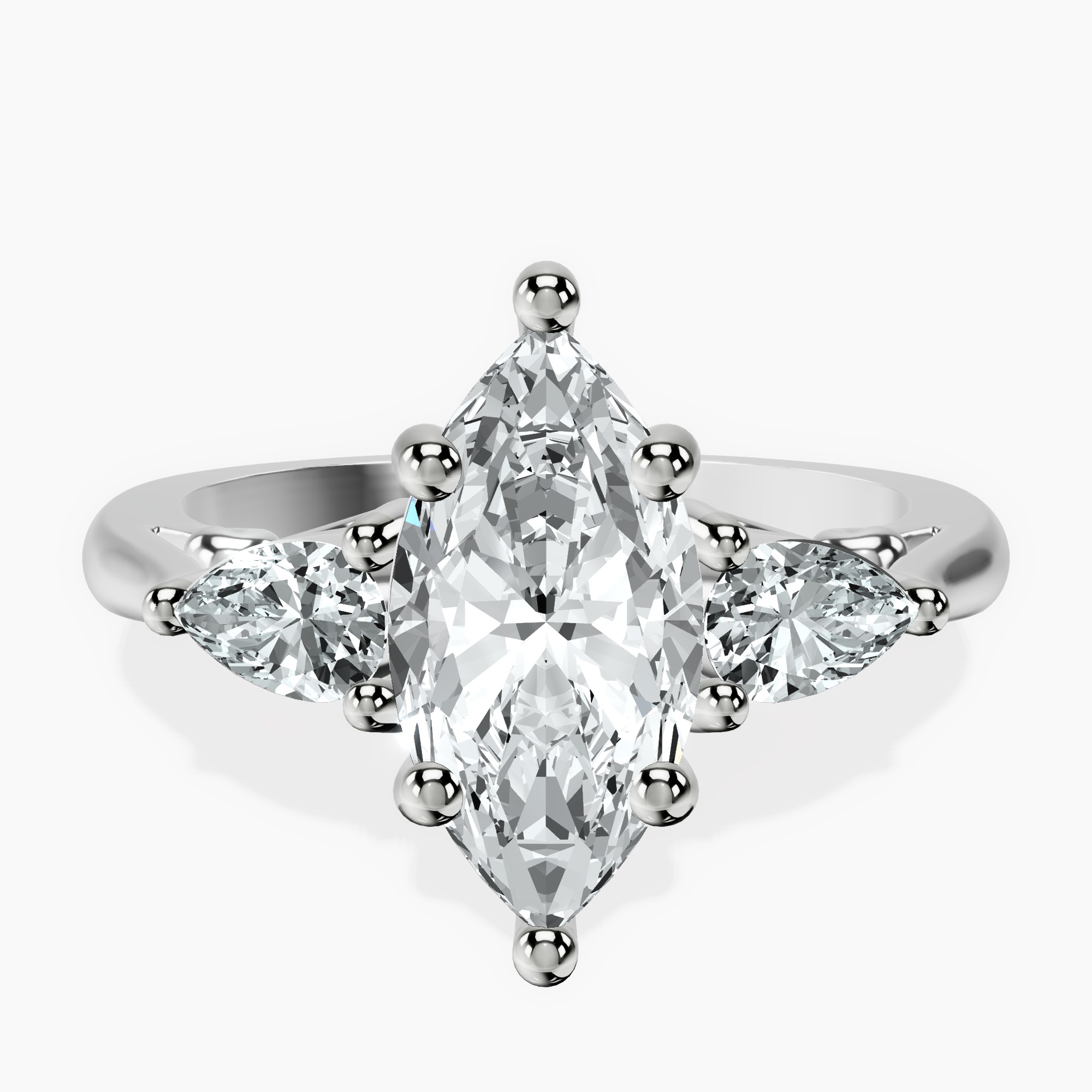 1.44 ct. marquise Leona Side Pear Ring in 14kt white gold rtr top