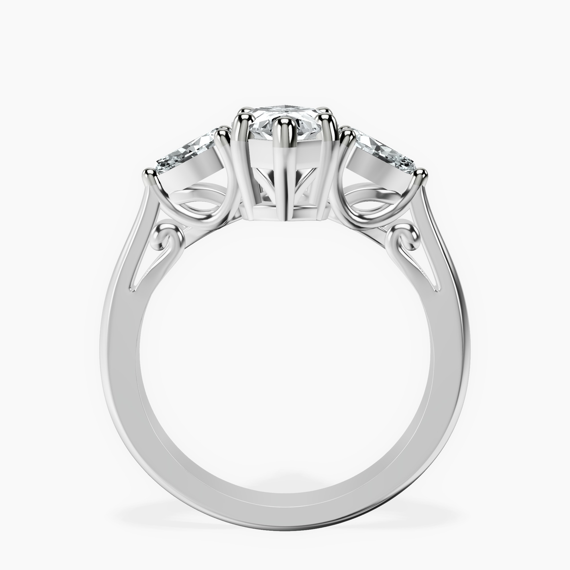 1.44 ct. marquise Leona Side Pear Ring in 14kt white gold side right image one