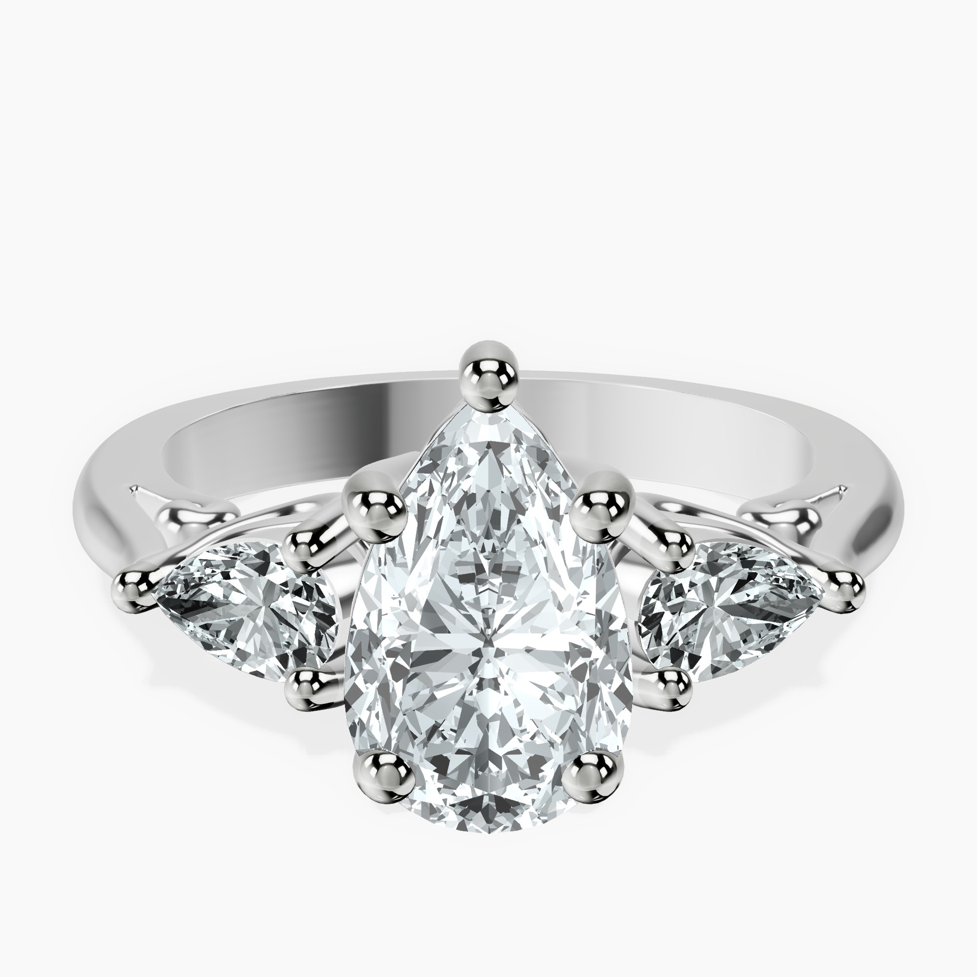 2.96 ct. pear Leona Side Pear Ring in 10kt white gold rtr top