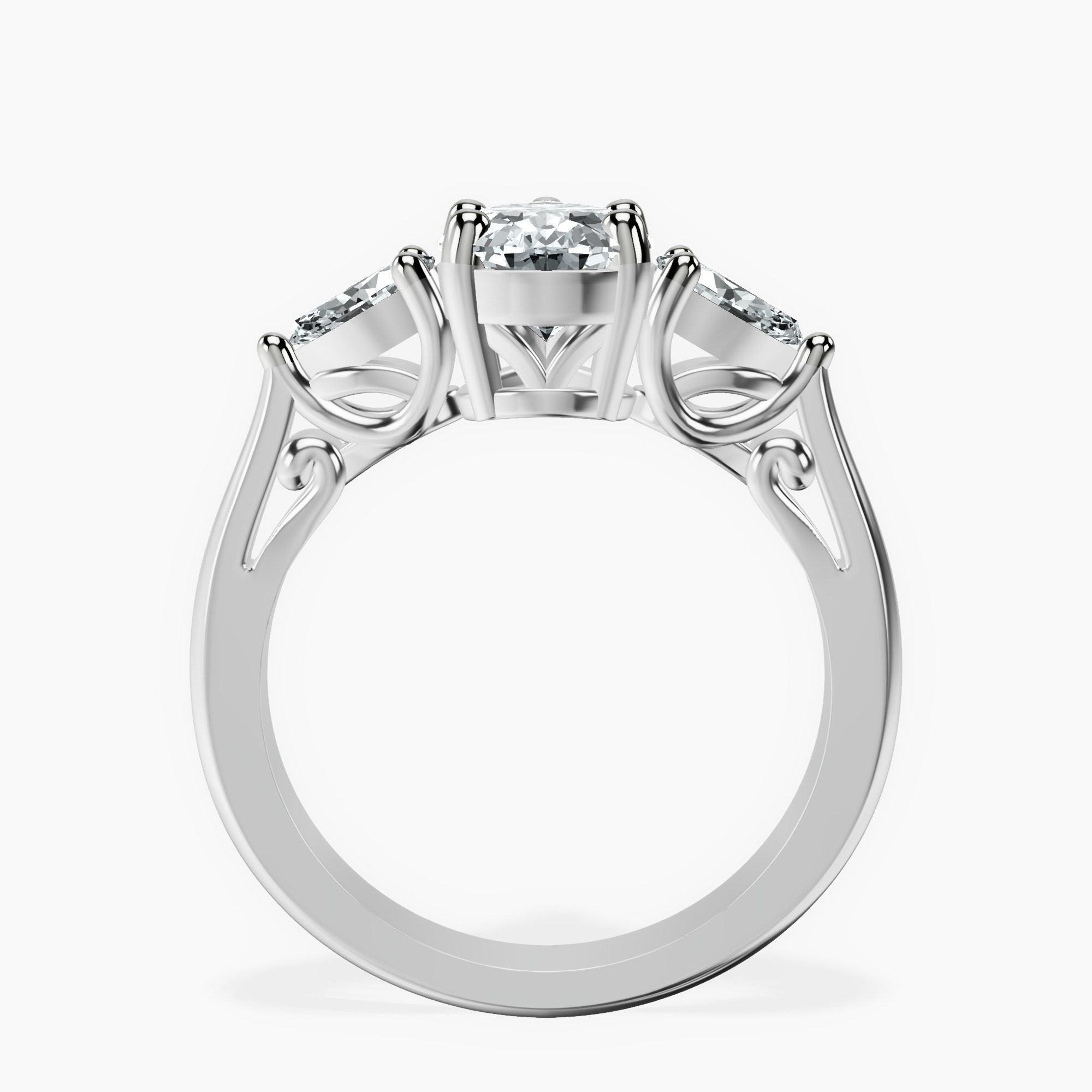 2.96 ct. pear Leona Side Pear Ring in 10kt white gold side right image one
