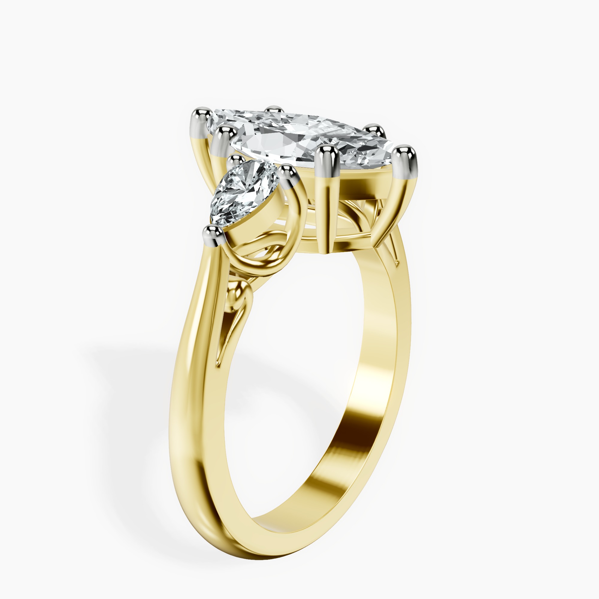 2.73 ct. marquise Leona Side Pear Ring in 18kt yellow gold standing product image one