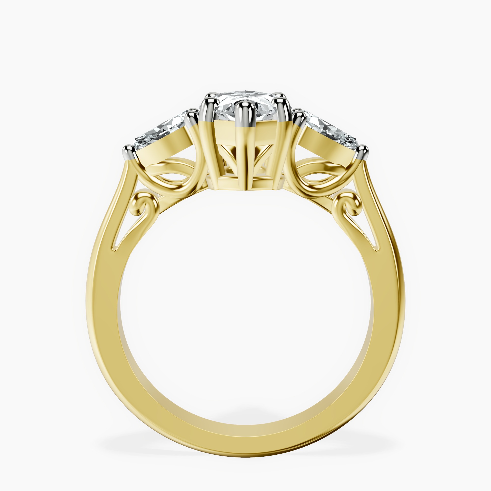 2.73 ct. marquise Leona Side Pear Ring in 18kt yellow gold side right image one