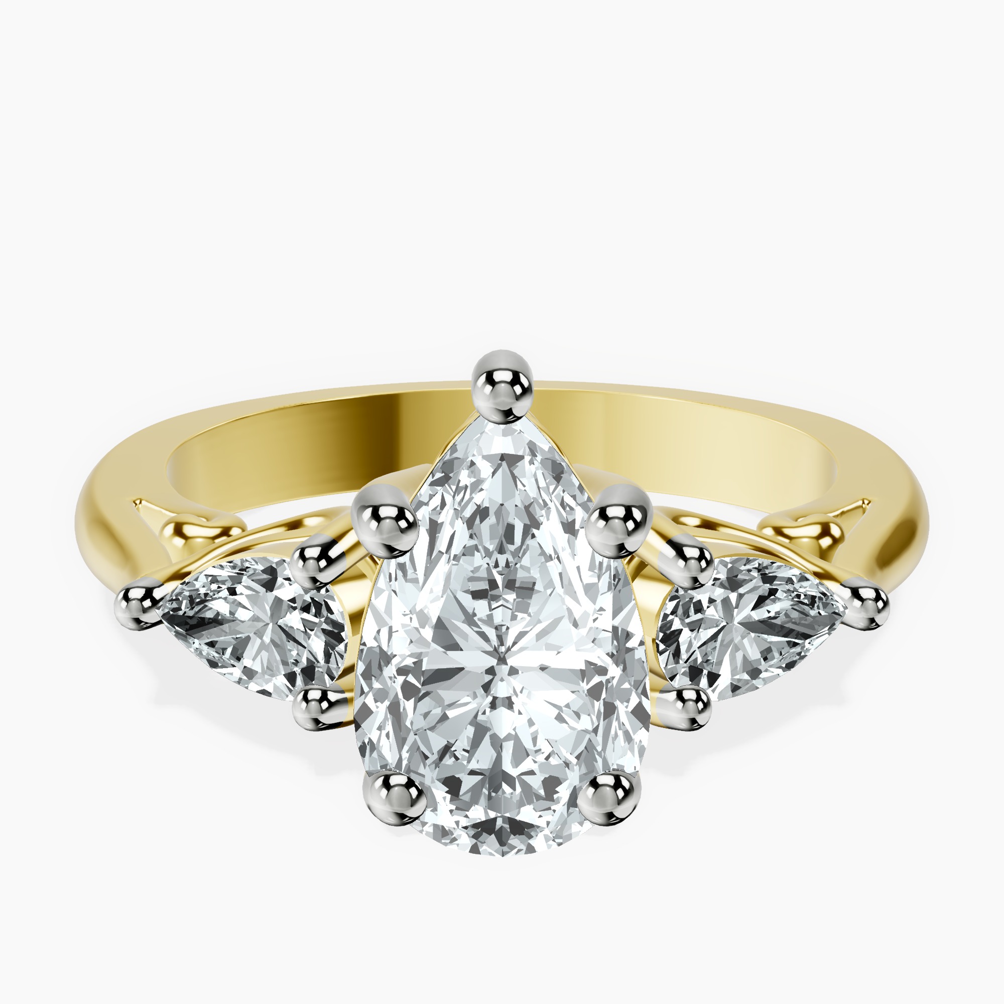 2.31 ct. pear Leona Side Pear Ring in 10kt yellow gold rtr top