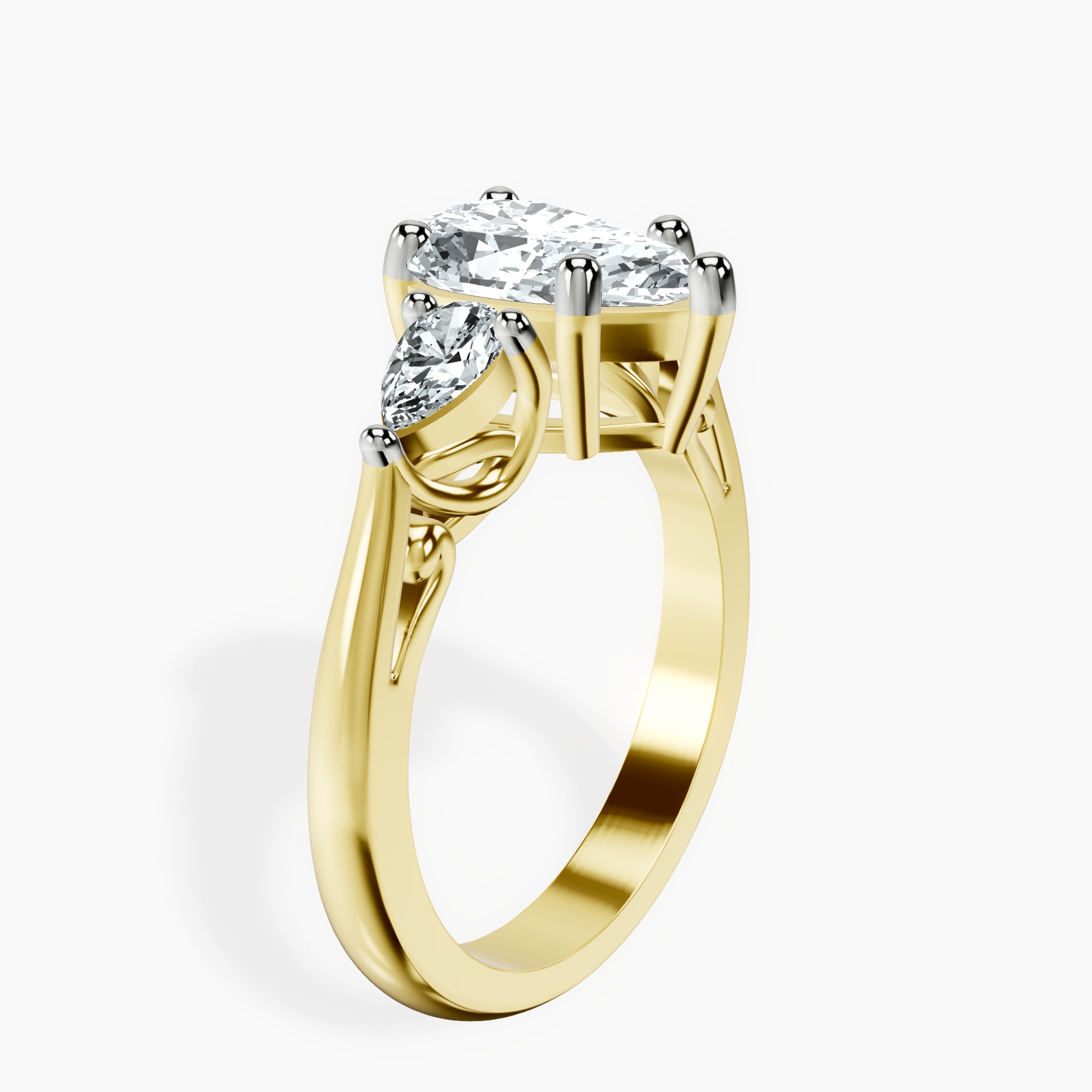 2.31 ct. pear Leona Side Pear Ring in 10kt yellow gold standing product image one
