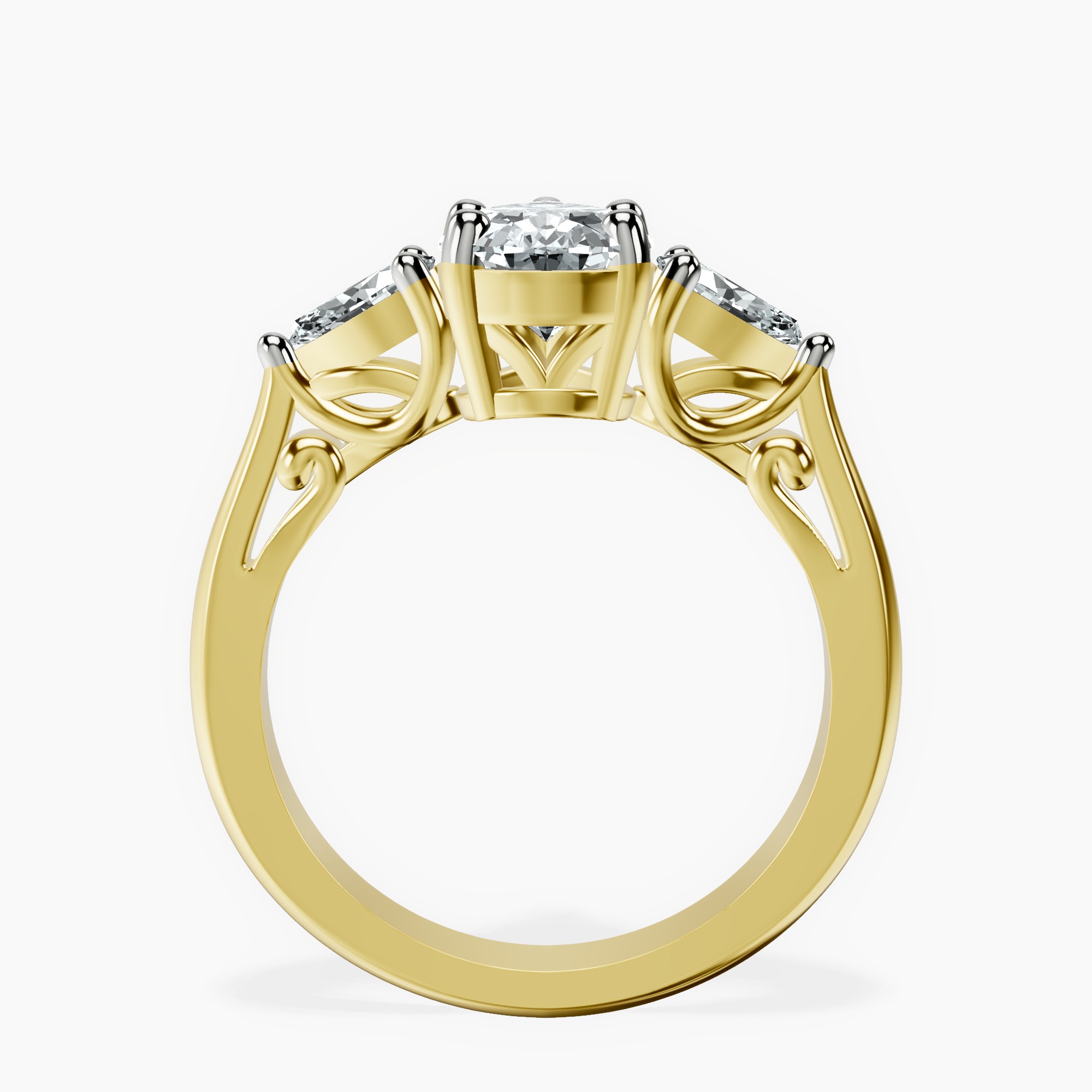 2.31 ct. pear Leona Side Pear Ring in 10kt yellow gold side right image one