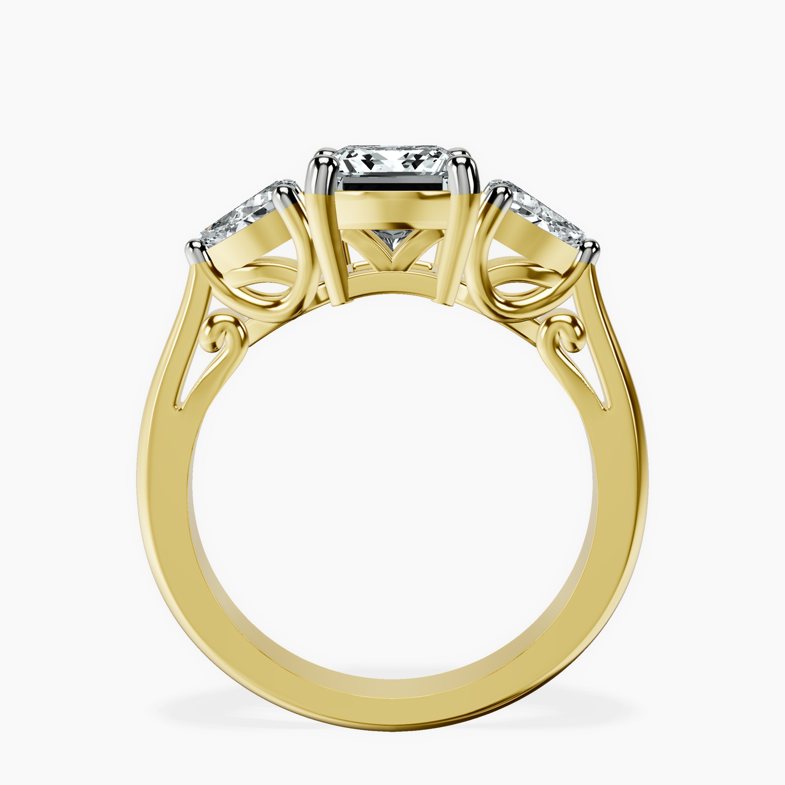 2.71 ct. princess Leona Side Pear Ring in 18kt yellow gold side right image one