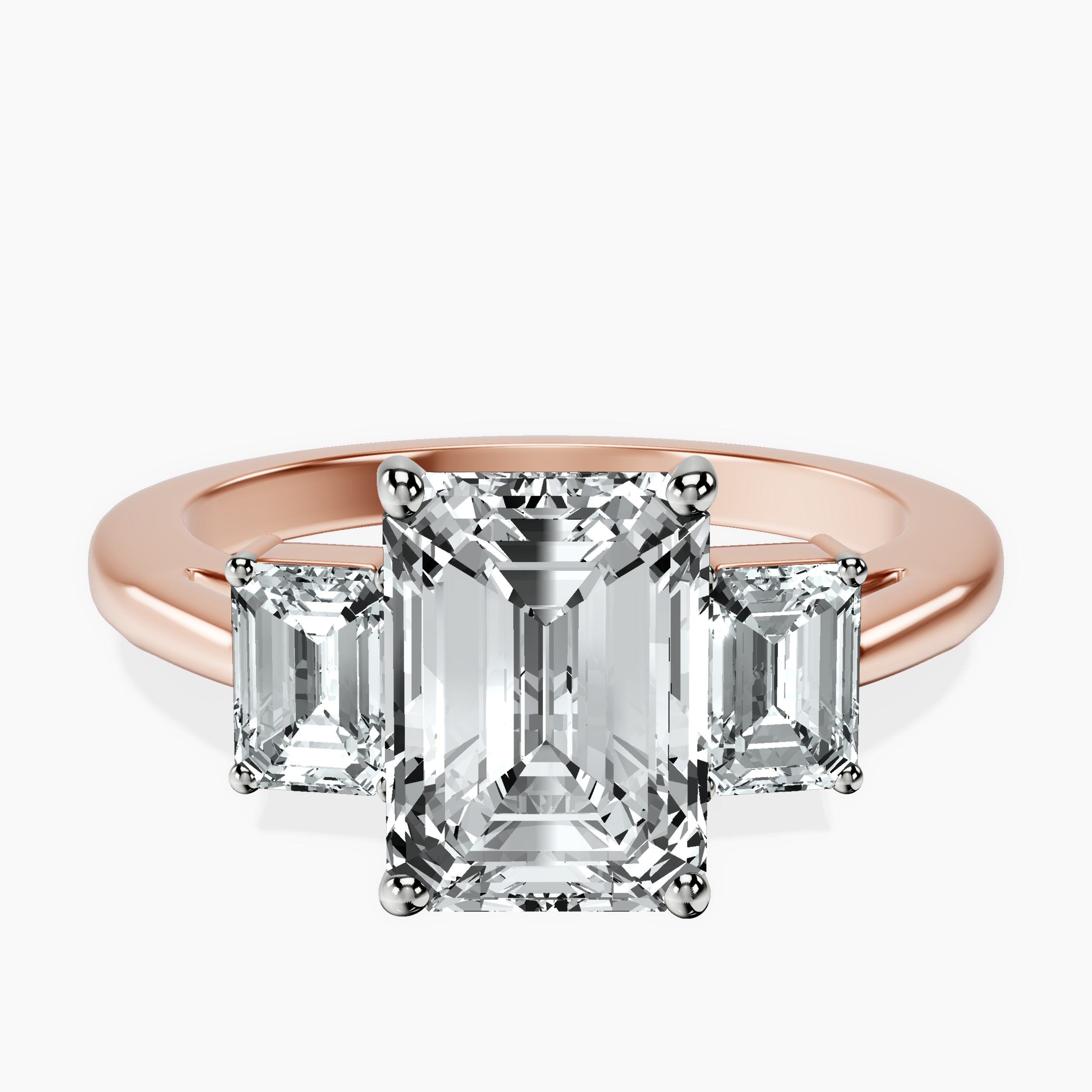 2.16 ct. emerald Denise Side Emerald Ring in 14kt rose gold rtr top