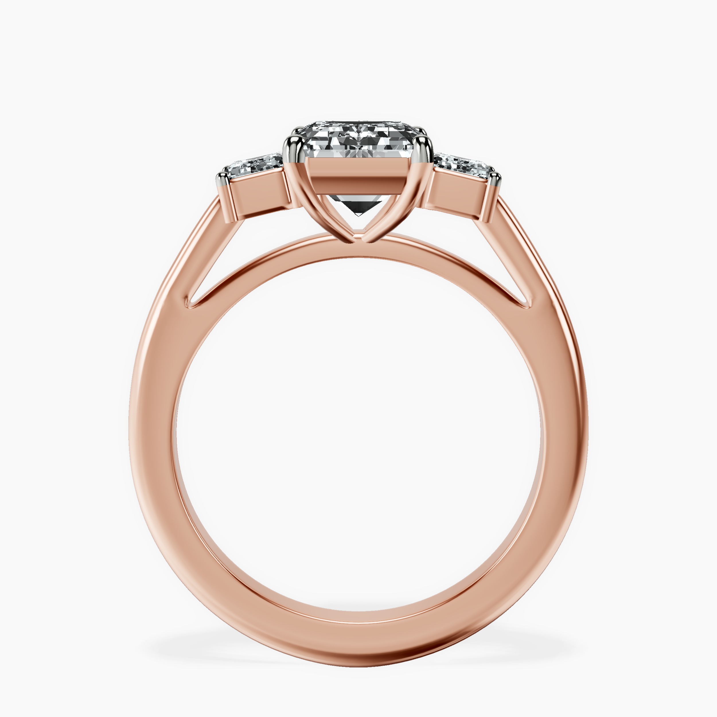 2.16 ct. emerald Denise Side Emerald Ring in 14kt rose gold side right image one