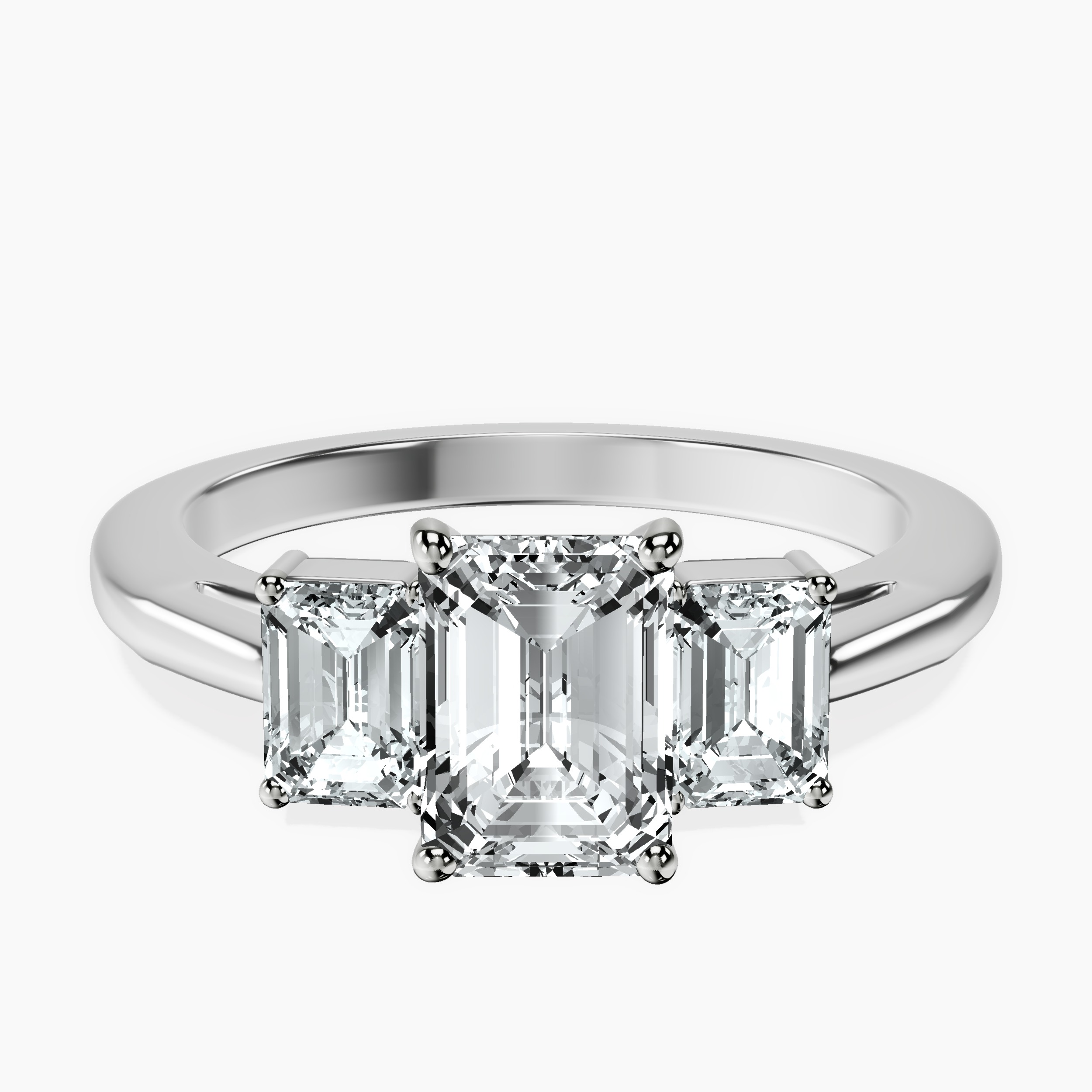 1.48 ct. emerald Denise Side Emerald Ring in 14kt white gold rtr top