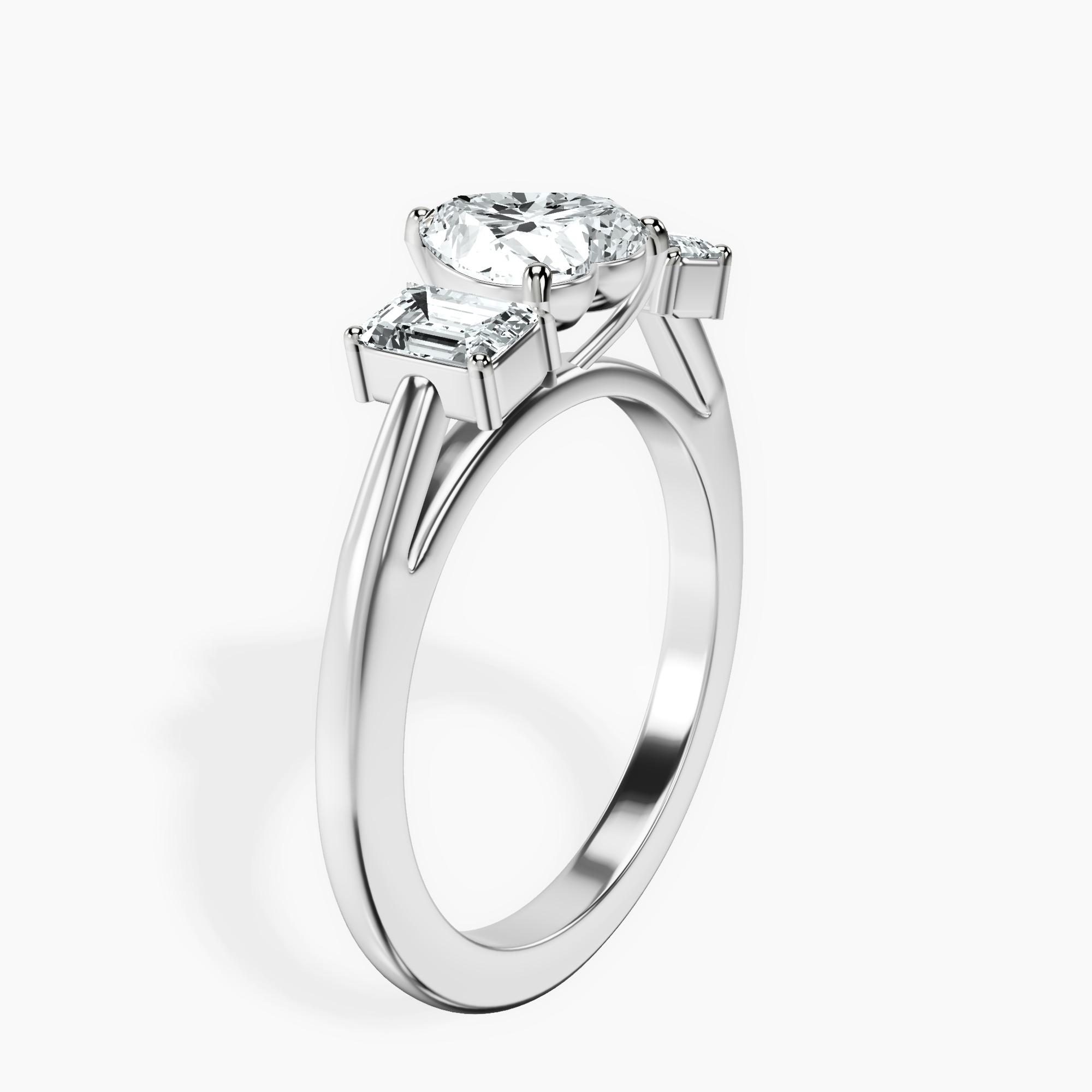 1.29 ct. heart Denise Side Emerald Ring in 18kt white gold standing product image one