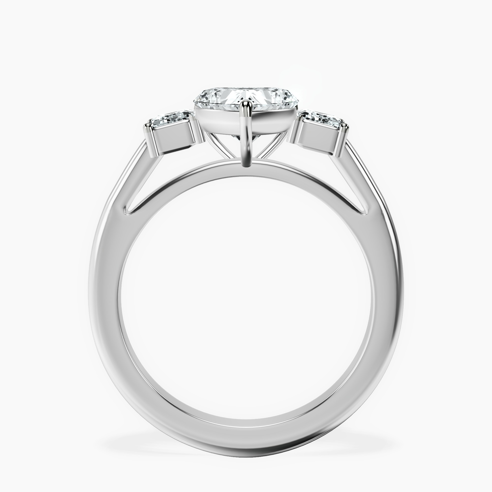 1.29 ct. heart Denise Side Emerald Ring in 18kt white gold side right image one