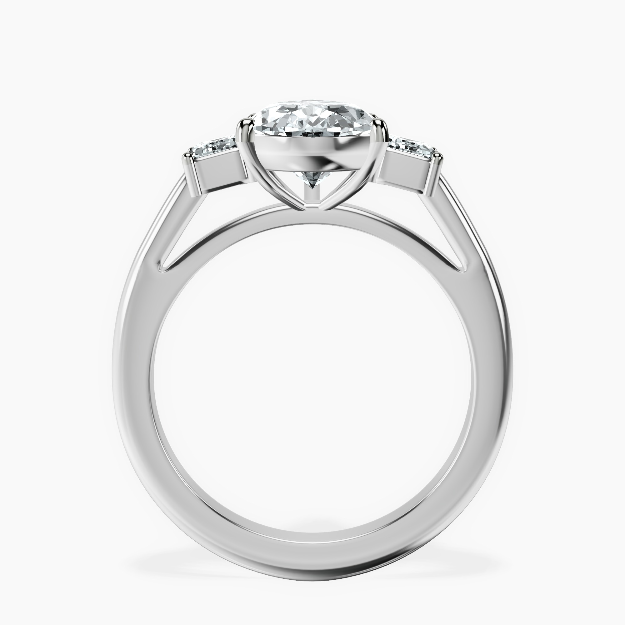 2.96 ct. pear Denise Side Emerald Ring in 14kt white gold side right image one