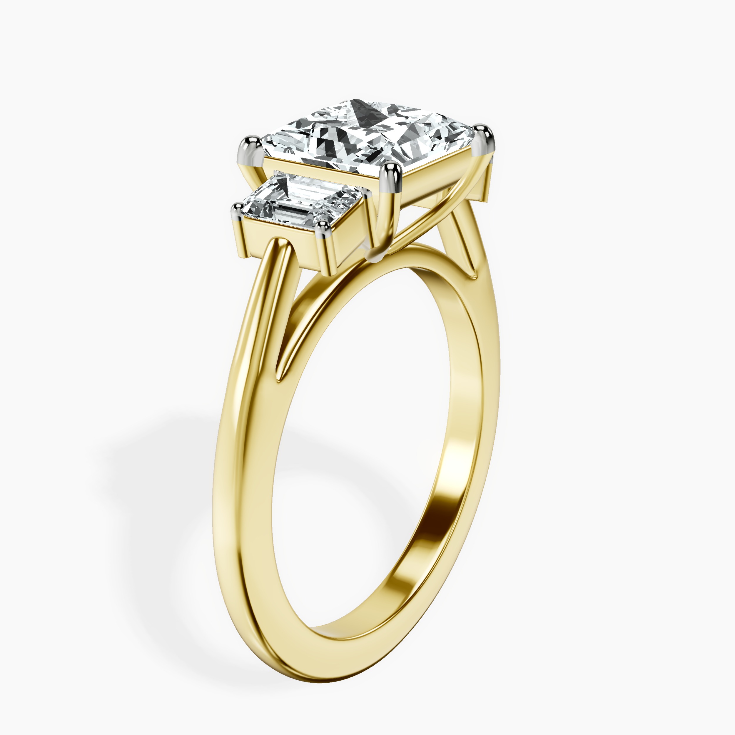 2.81 ct. princess Denise Side Emerald Ring in 18kt yellow gold standing product image one