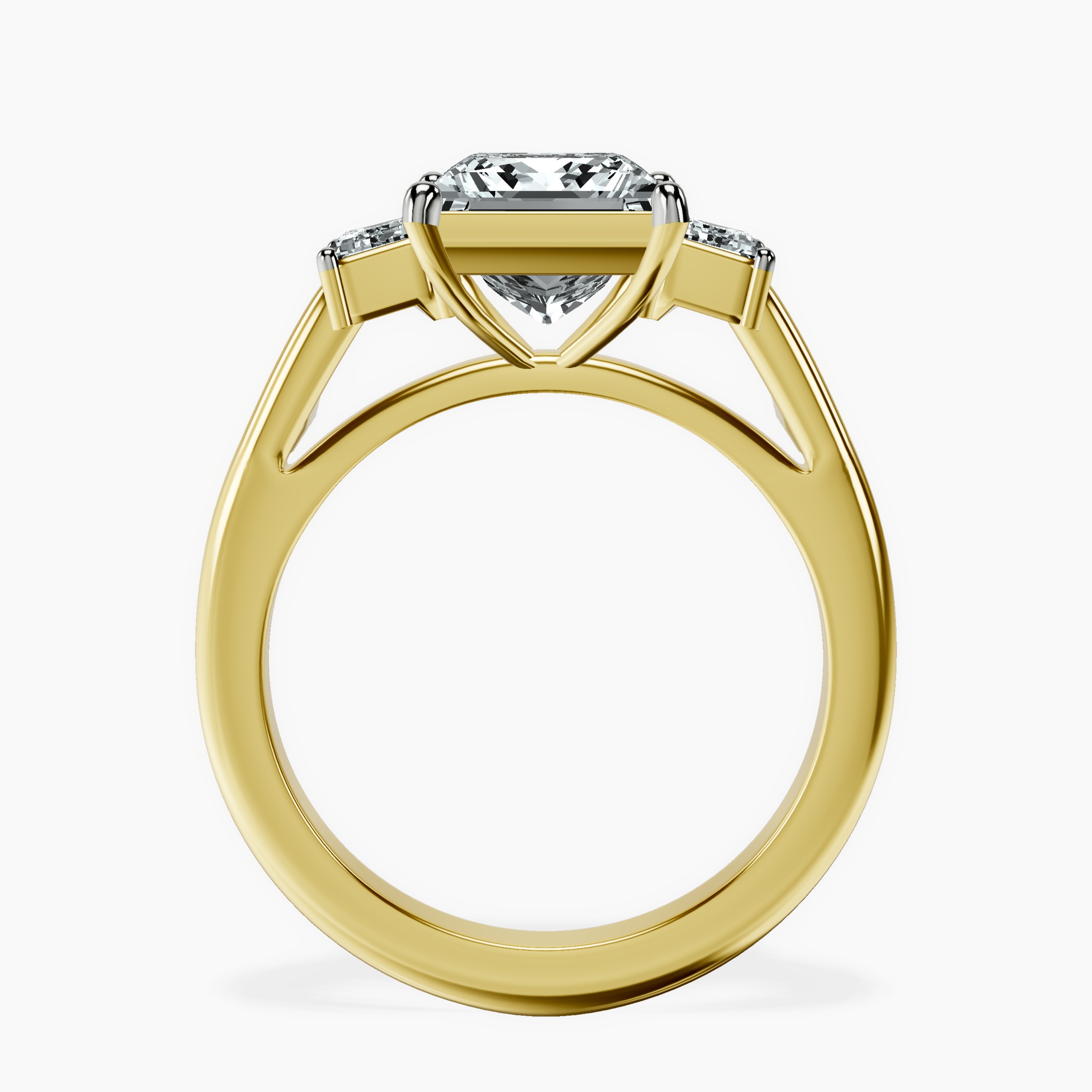 2.81 ct. princess Denise Side Emerald Ring in 18kt yellow gold side right image one