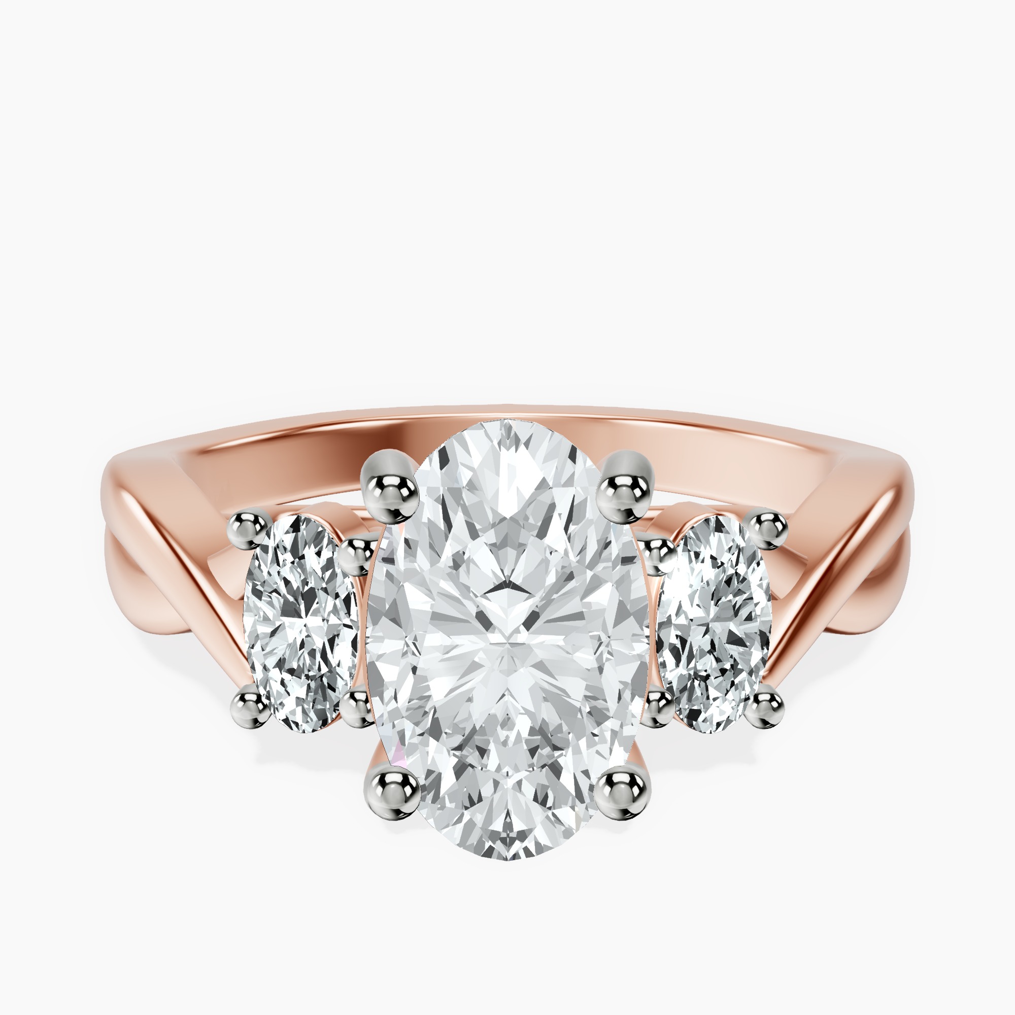 1.37 ct. oval Dionne Side Oval Ring in 18kt rose gold rtr top