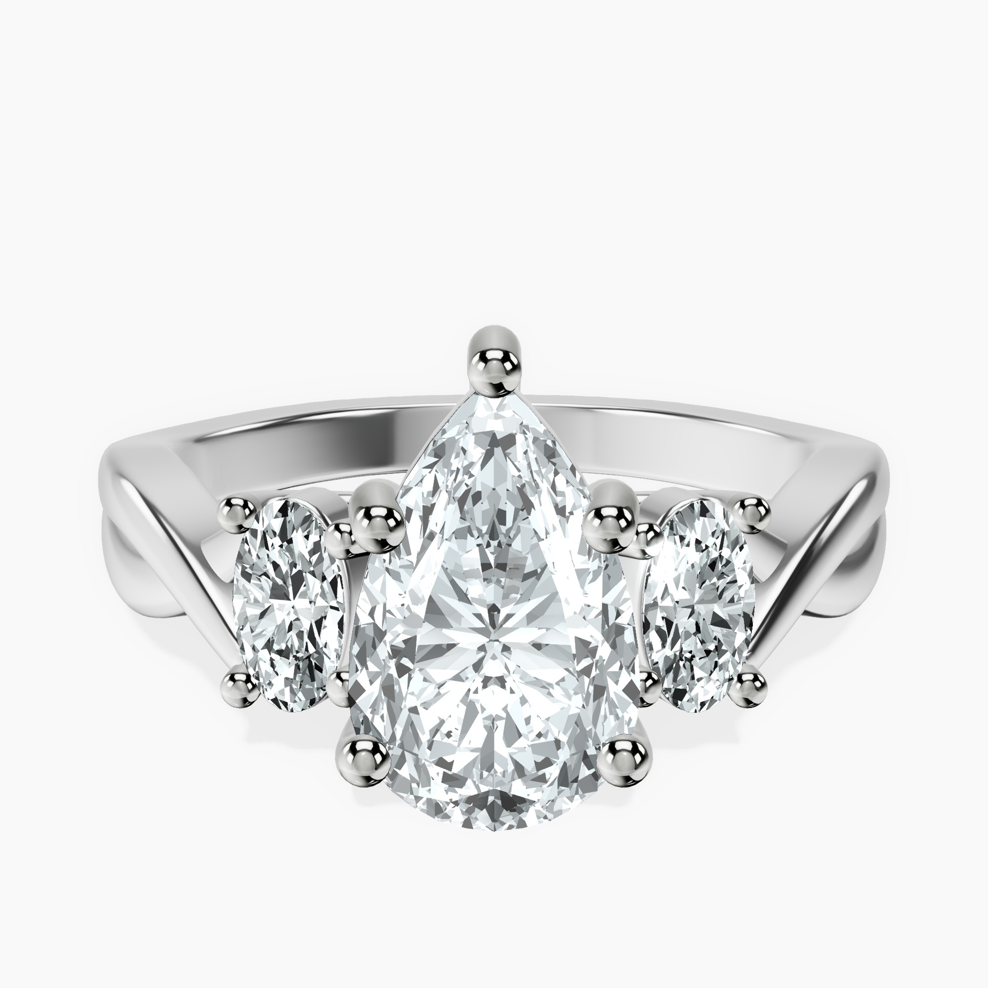 1.48 ct. pear Dionne Side Oval Ring in 10kt white gold rtr top