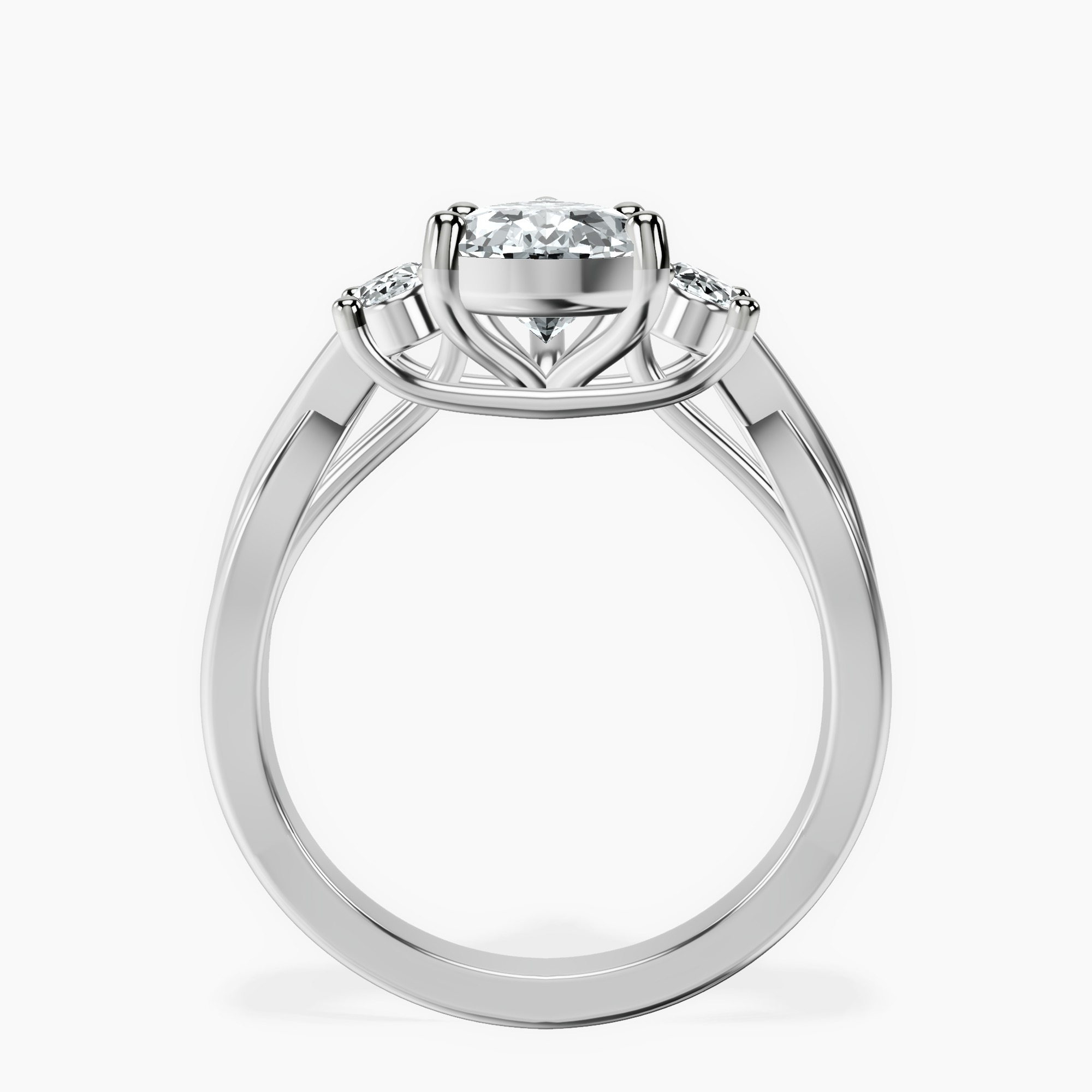 1.48 ct. pear Dionne Side Oval Ring in 10kt white gold side right image one