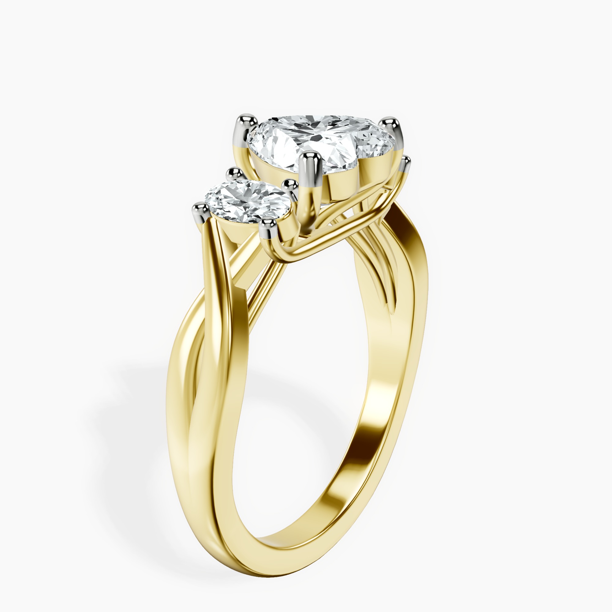 1.29 ct. heart Dionne Side Oval Ring in 18kt yellow gold standing product image one