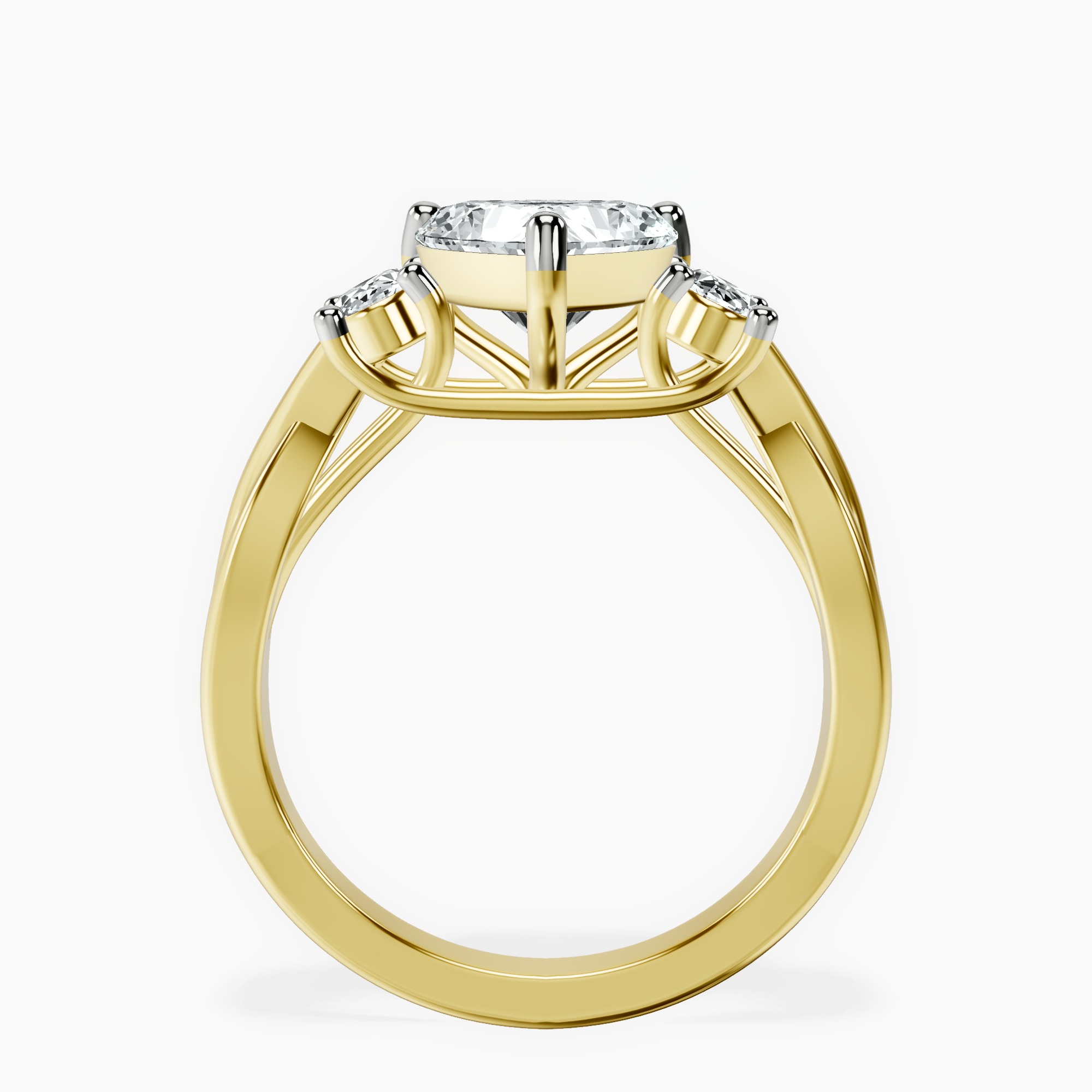 1.29 ct. heart Dionne Side Oval Ring in 18kt yellow gold side right image one