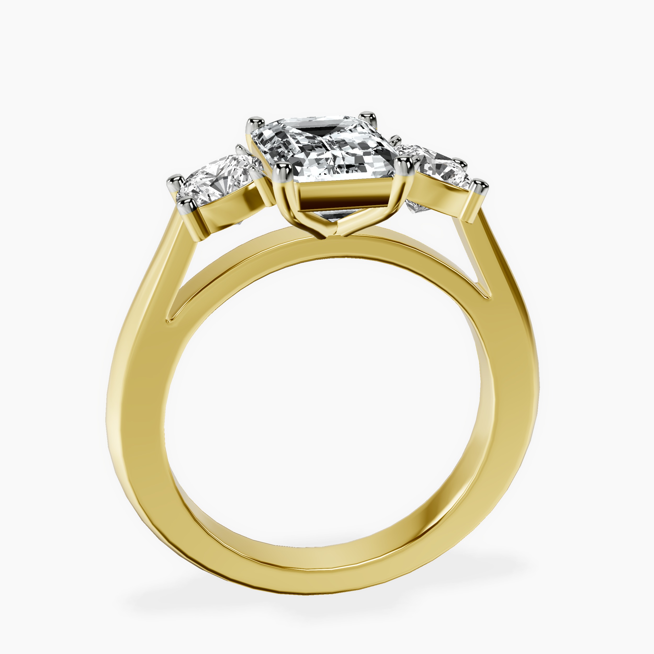 2.16 ct. emerald Kinsley Side Cushion Ring in 18kt yellow gold side right image one