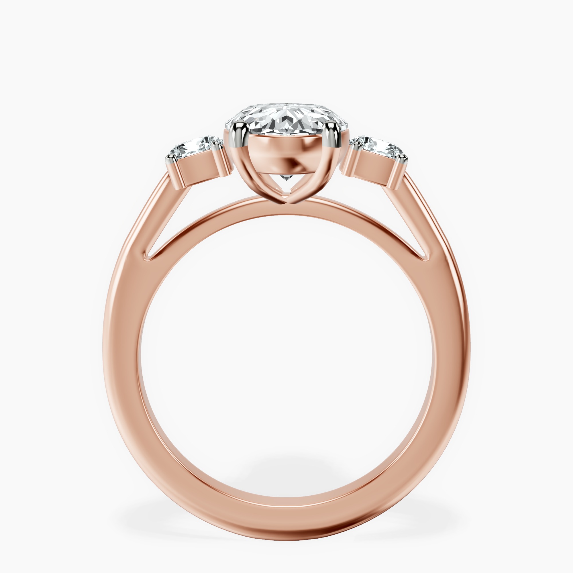 2.40 ct. oval Emery Side Cushion Ring in 14kt rose gold side right image one