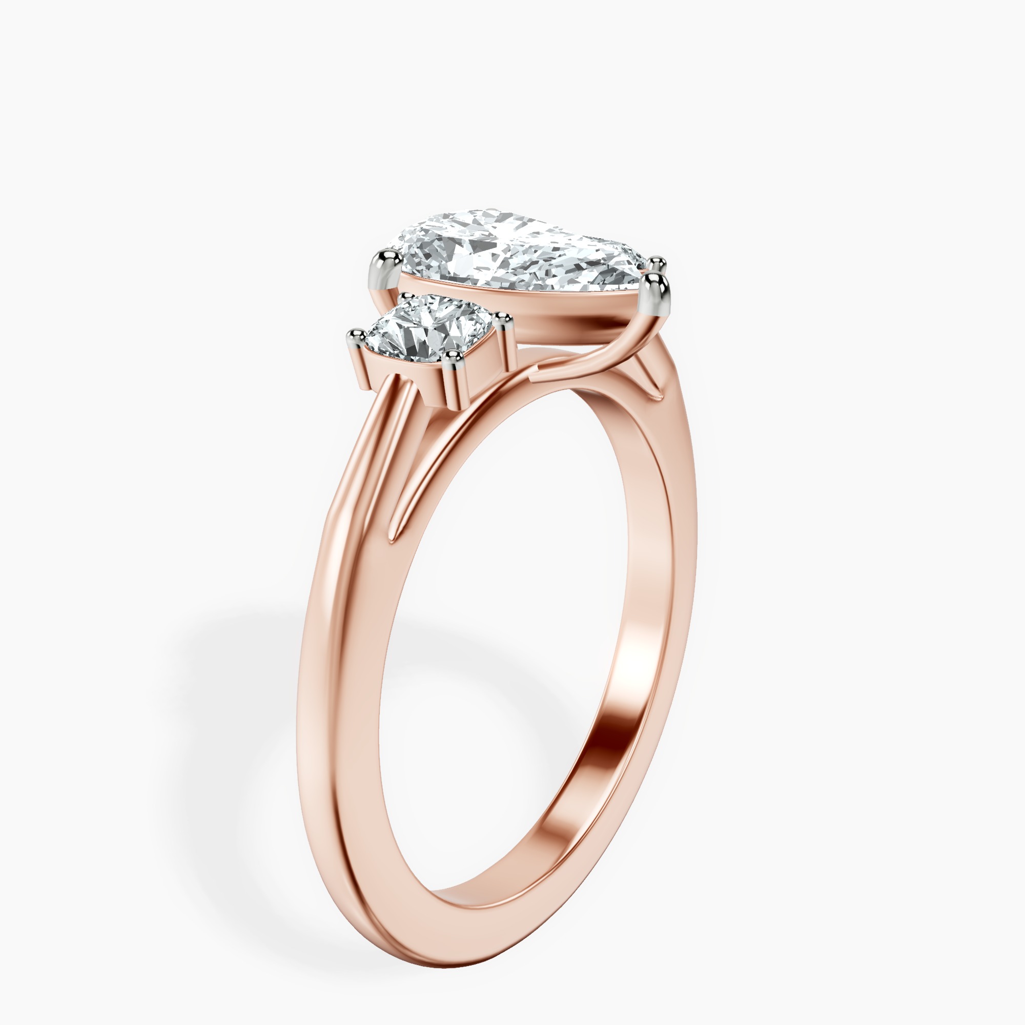 1.85 ct. pear Emery Side Cushion Ring in 10kt rose gold standing product image one