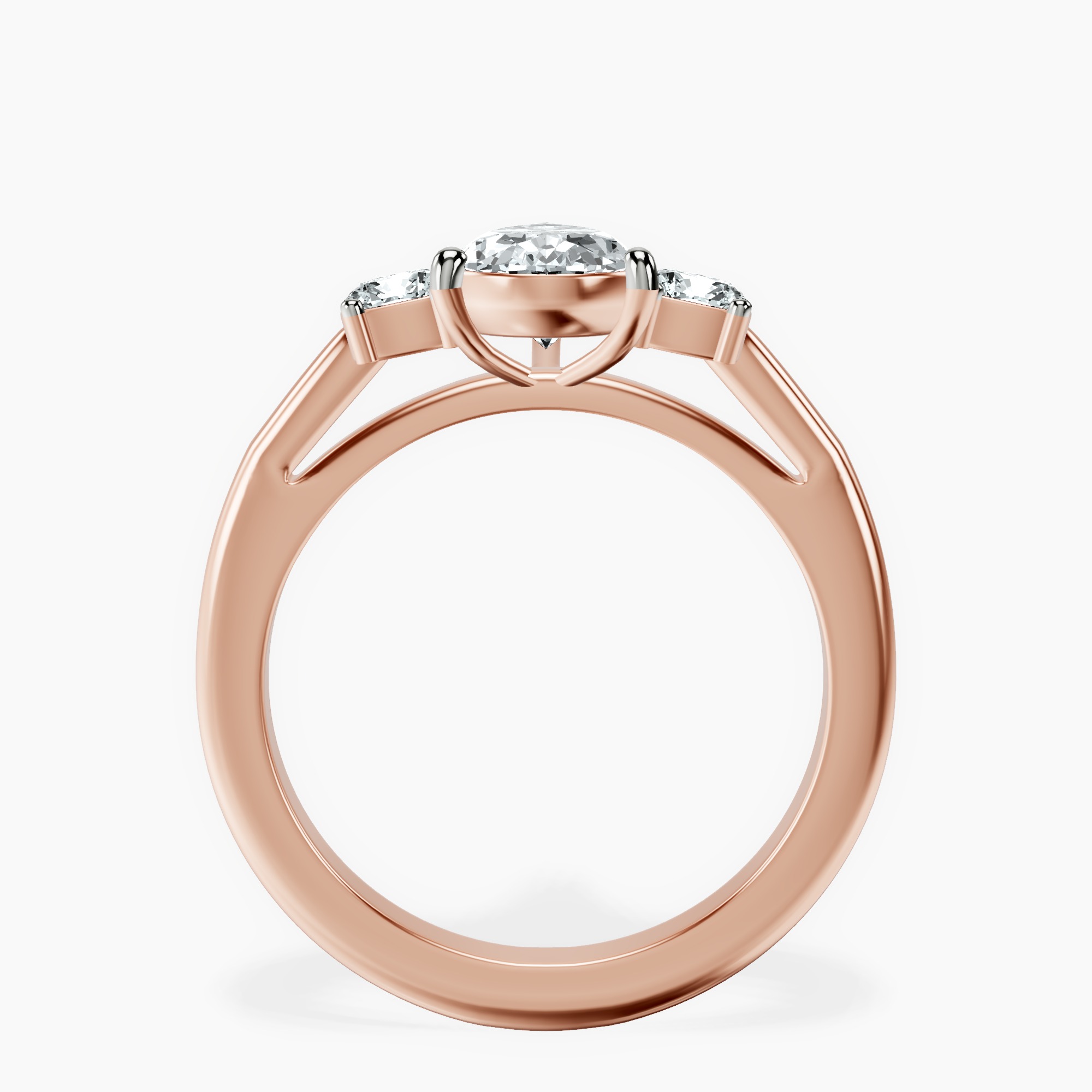 1.85 ct. pear Emery Side Cushion Ring in 10kt rose gold side right image one