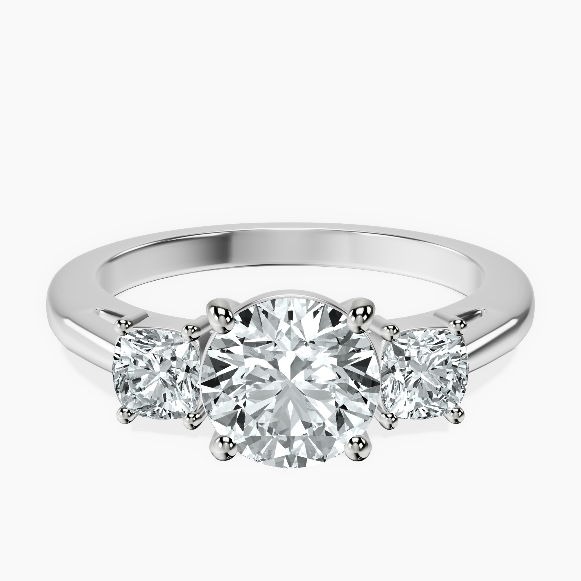 1.02 ct. round Emery Side Cushion Ring in 10kt white gold rtr top