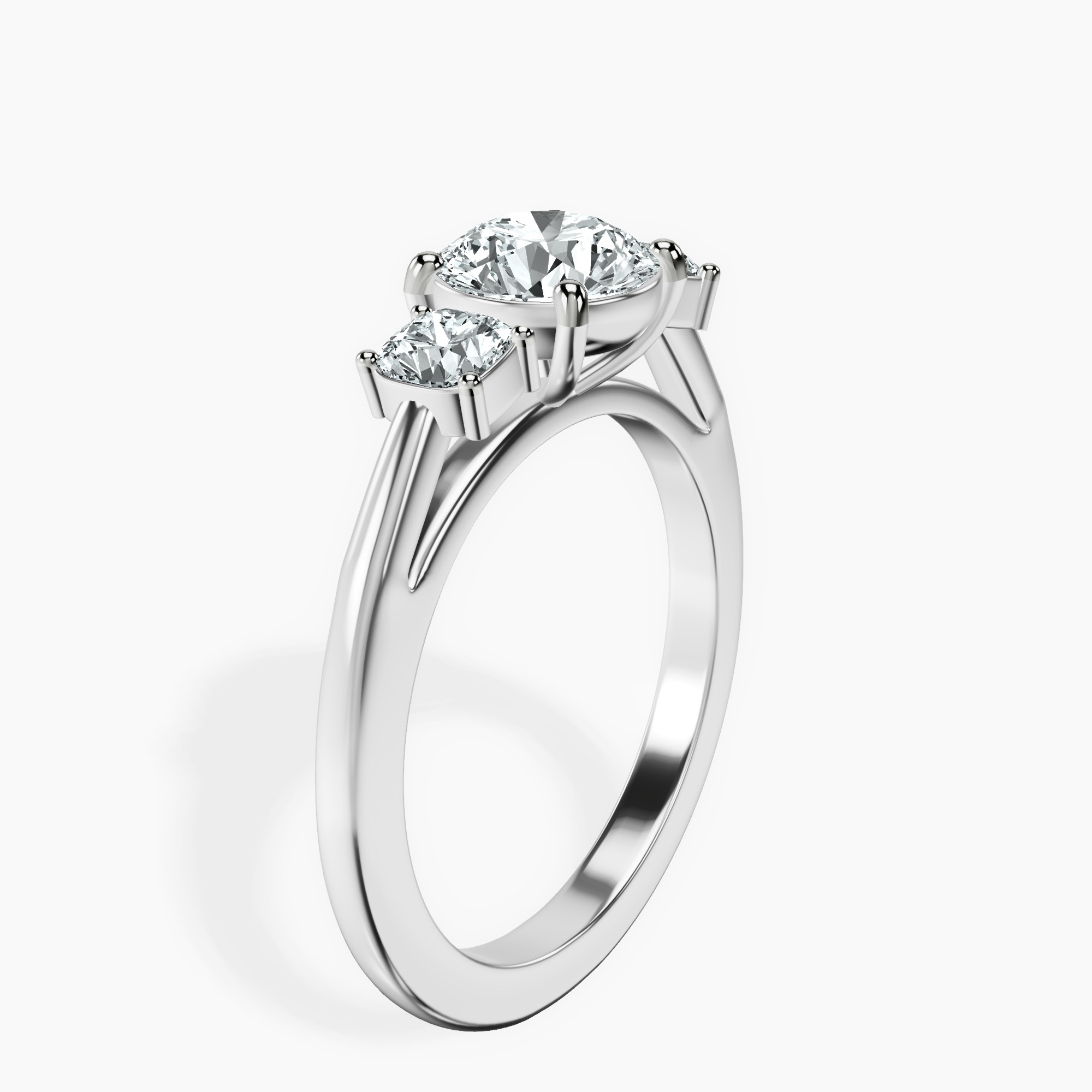 1.02 ct. round Emery Side Cushion Ring in 10kt white gold standing product image one