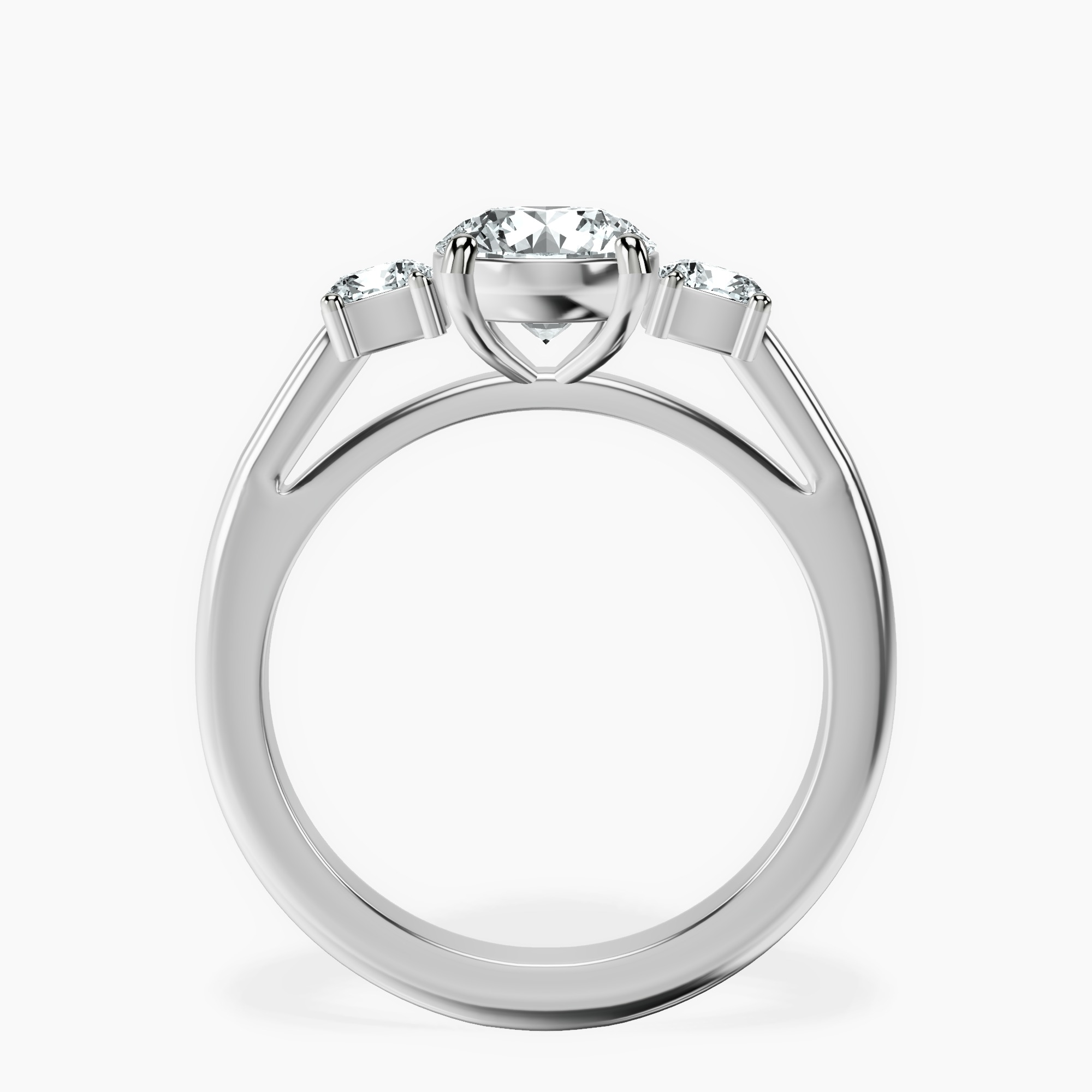 1.02 ct. round Emery Side Cushion Ring in 10kt white gold side right image one