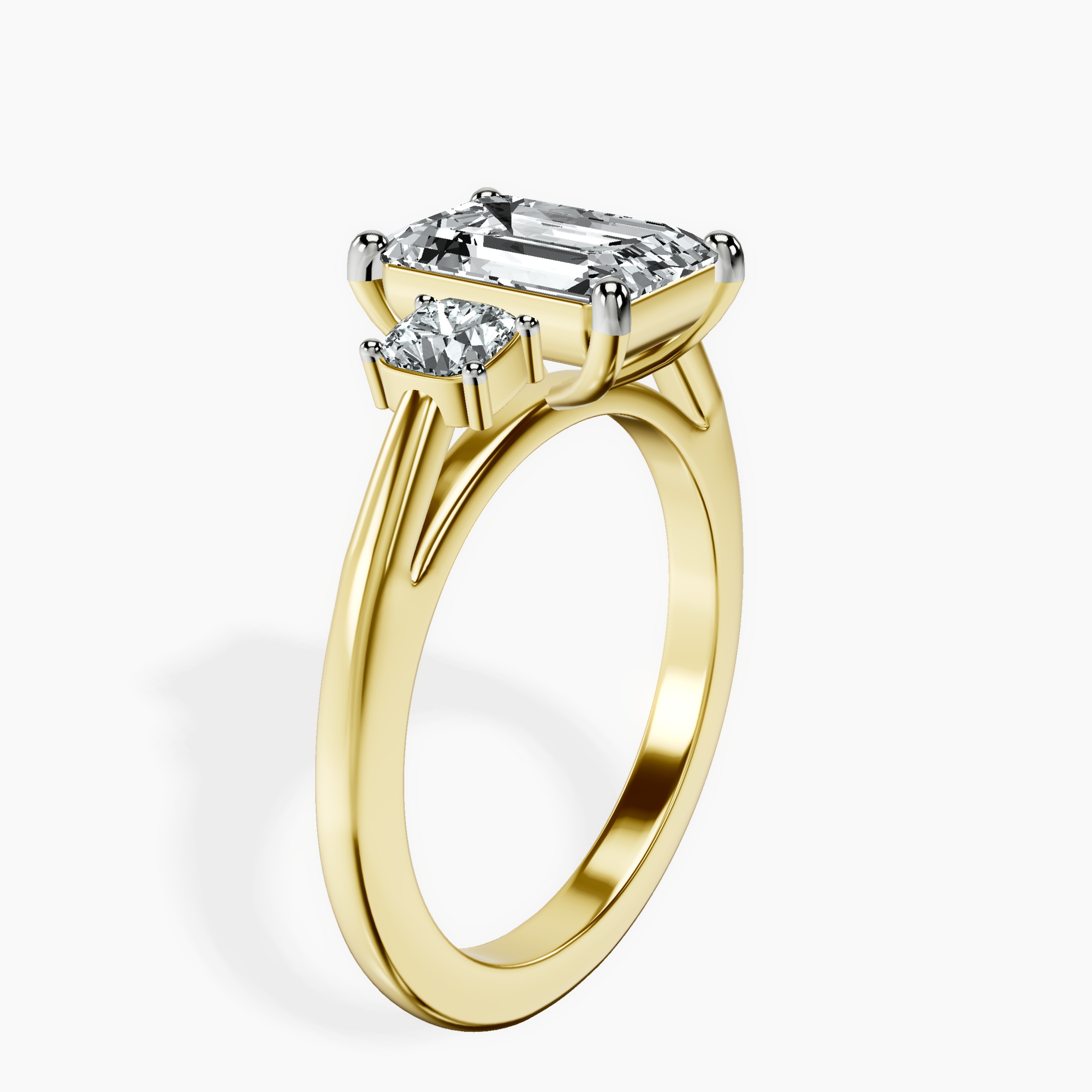 2.16 ct. emerald Emery Side Cushion Ring in 10kt yellow gold standing product image one