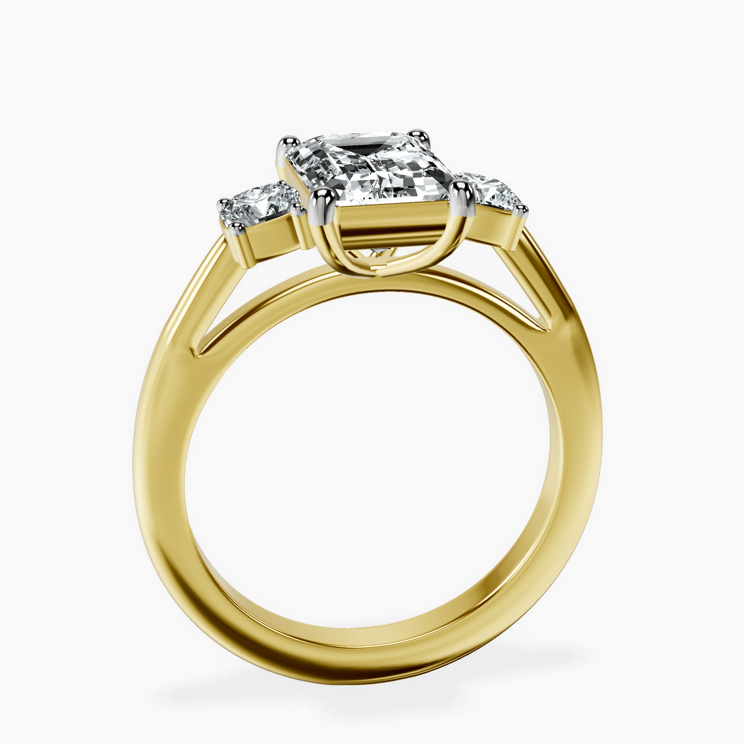 2.16 ct. emerald Emery Side Cushion Ring in 10kt yellow gold side right image one