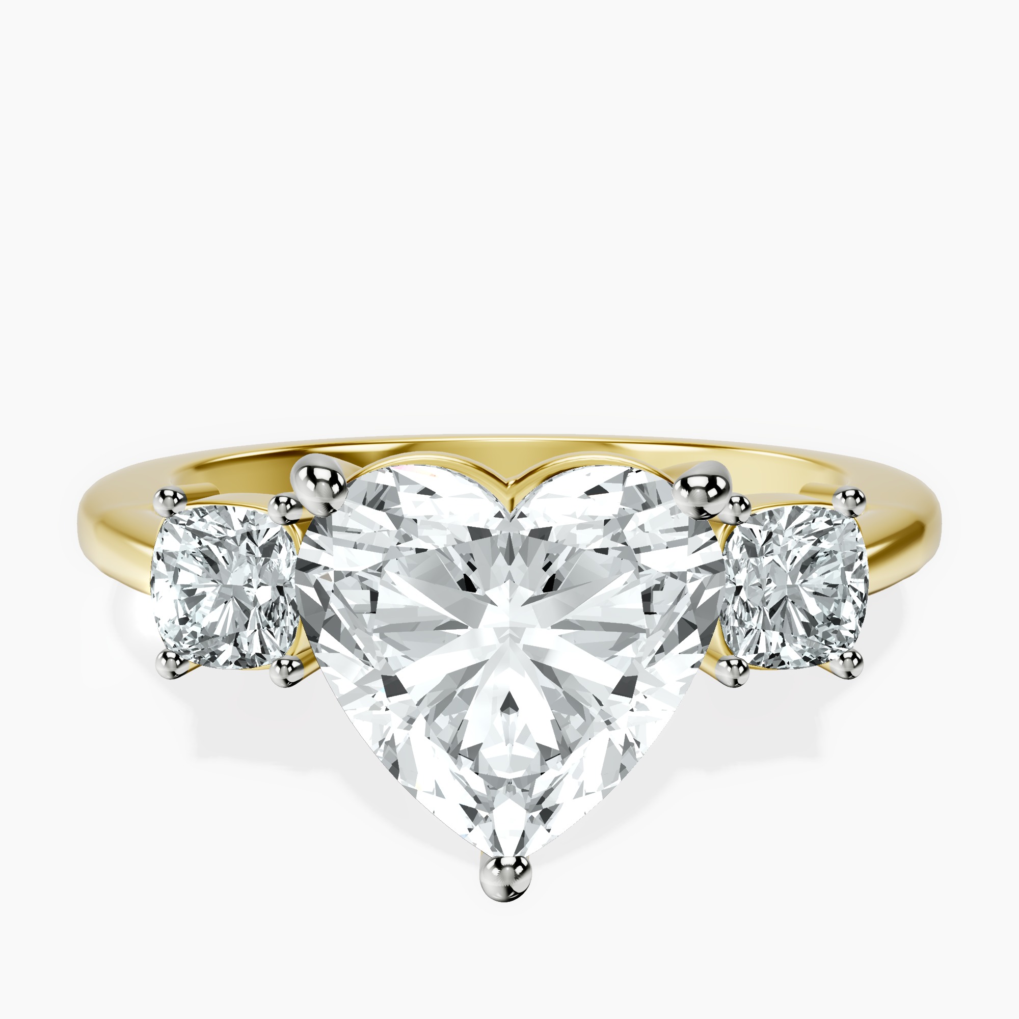 2.71 ct. heart Emery Side Cushion Ring in 18kt yellow gold rtr top
