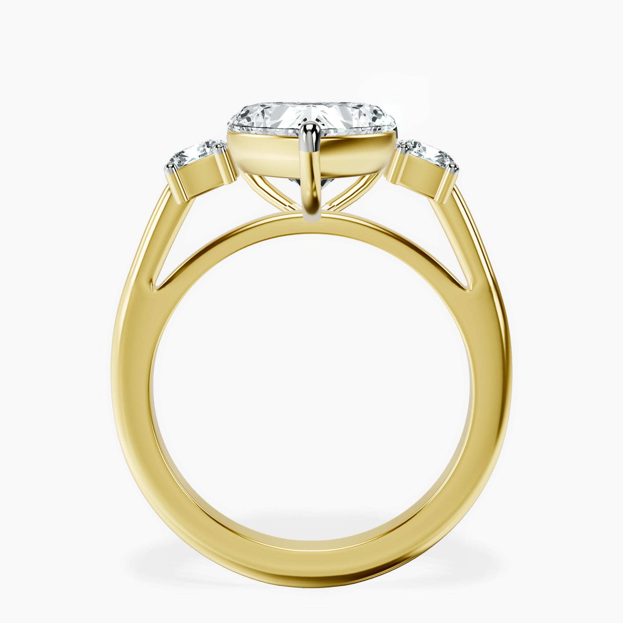 2.71 ct. heart Emery Side Cushion Ring in 18kt yellow gold side right image one