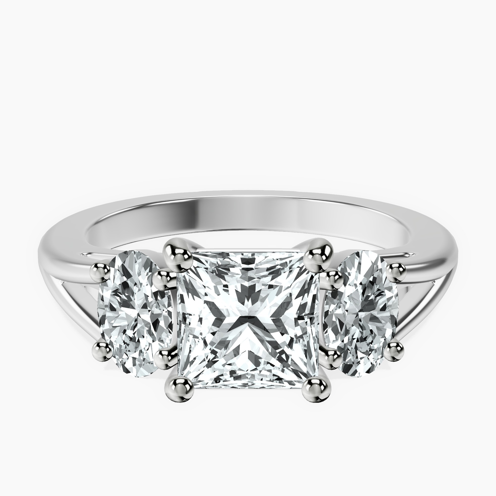 2.81 ct. princess Bethany Side Oval Ring in 14kt white gold rtr top