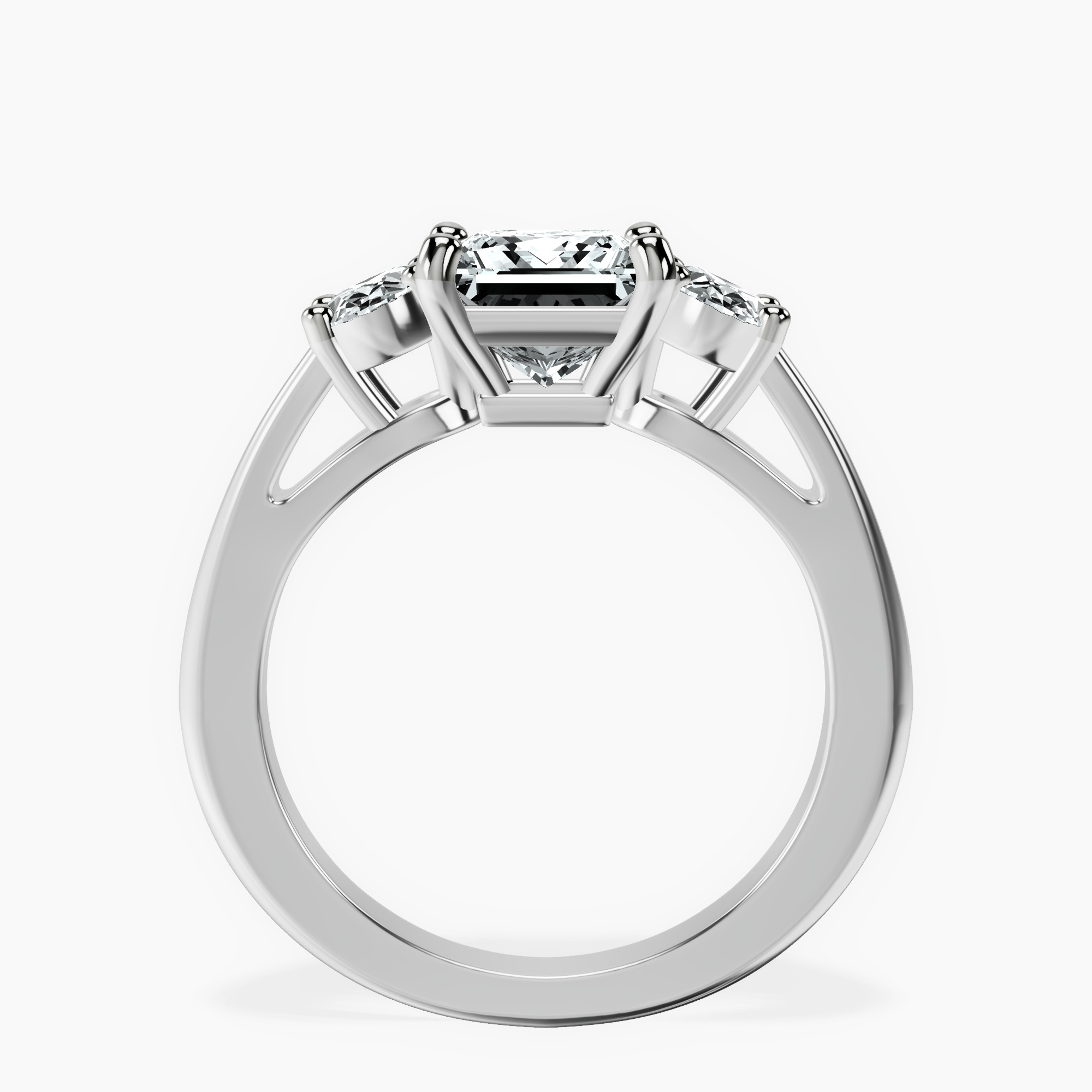2.81 ct. princess Bethany Side Oval Ring in 14kt white gold side right image one