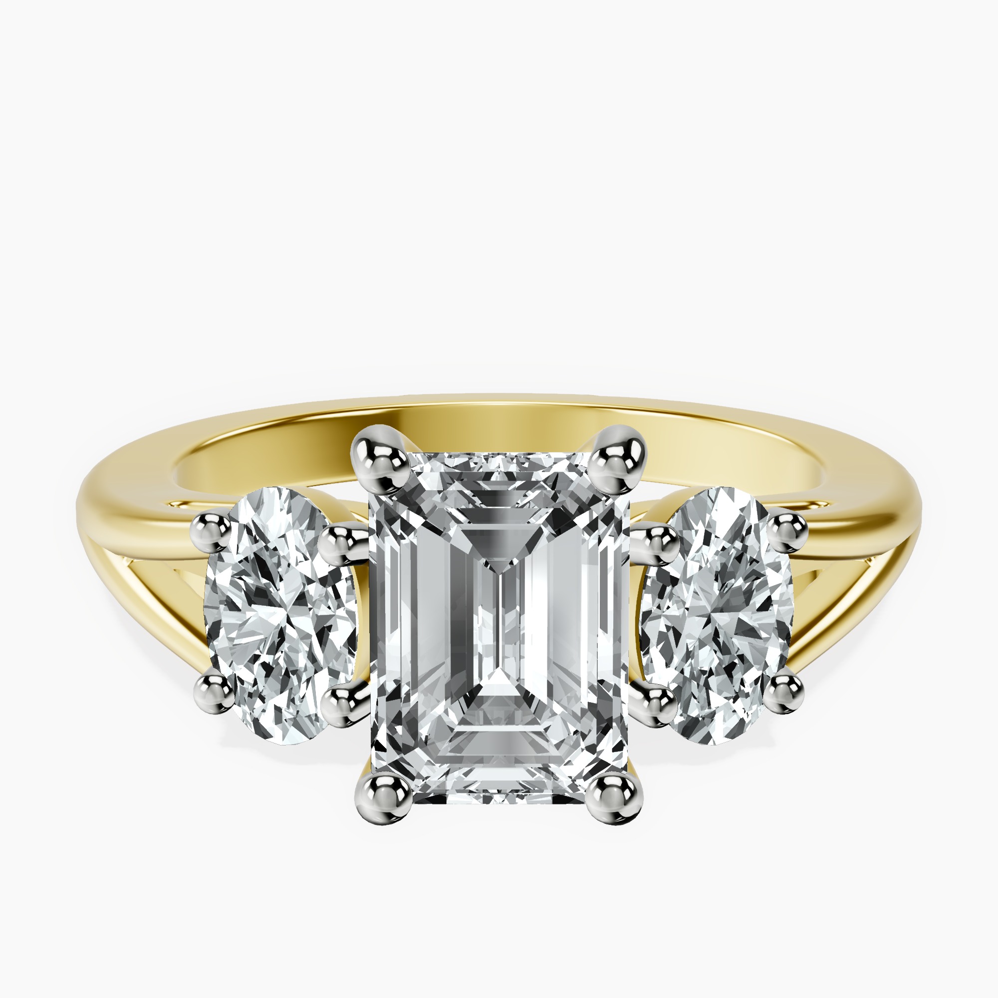 2.91 ct. emerald Bethany Side Oval Ring in 18kt yellow gold rtr top